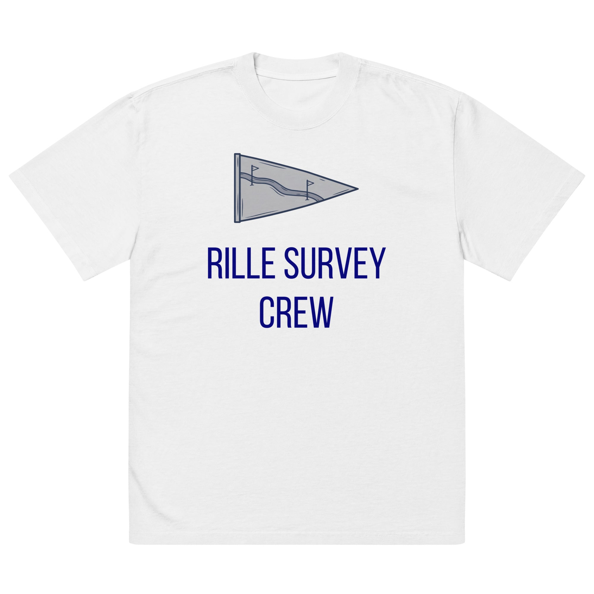 Flat front of the Faded White Rille Survey Crew moon shirt showing the full print