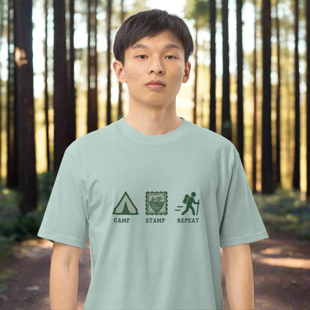 Camp Stamp Repeat Tee – National Park Hiking Shirt - RaZits