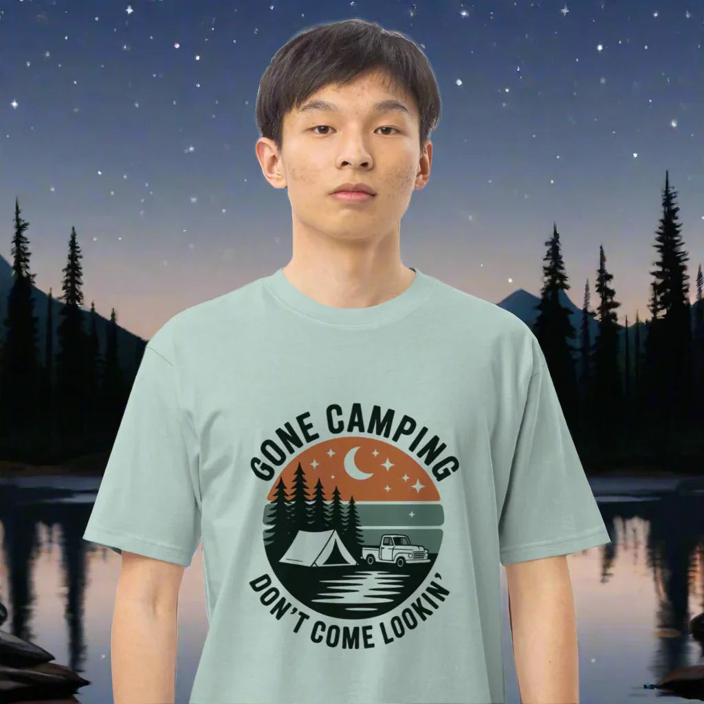 Gone Camping Tee – Retro Tent & Truck Graphic Shirt - RaZits