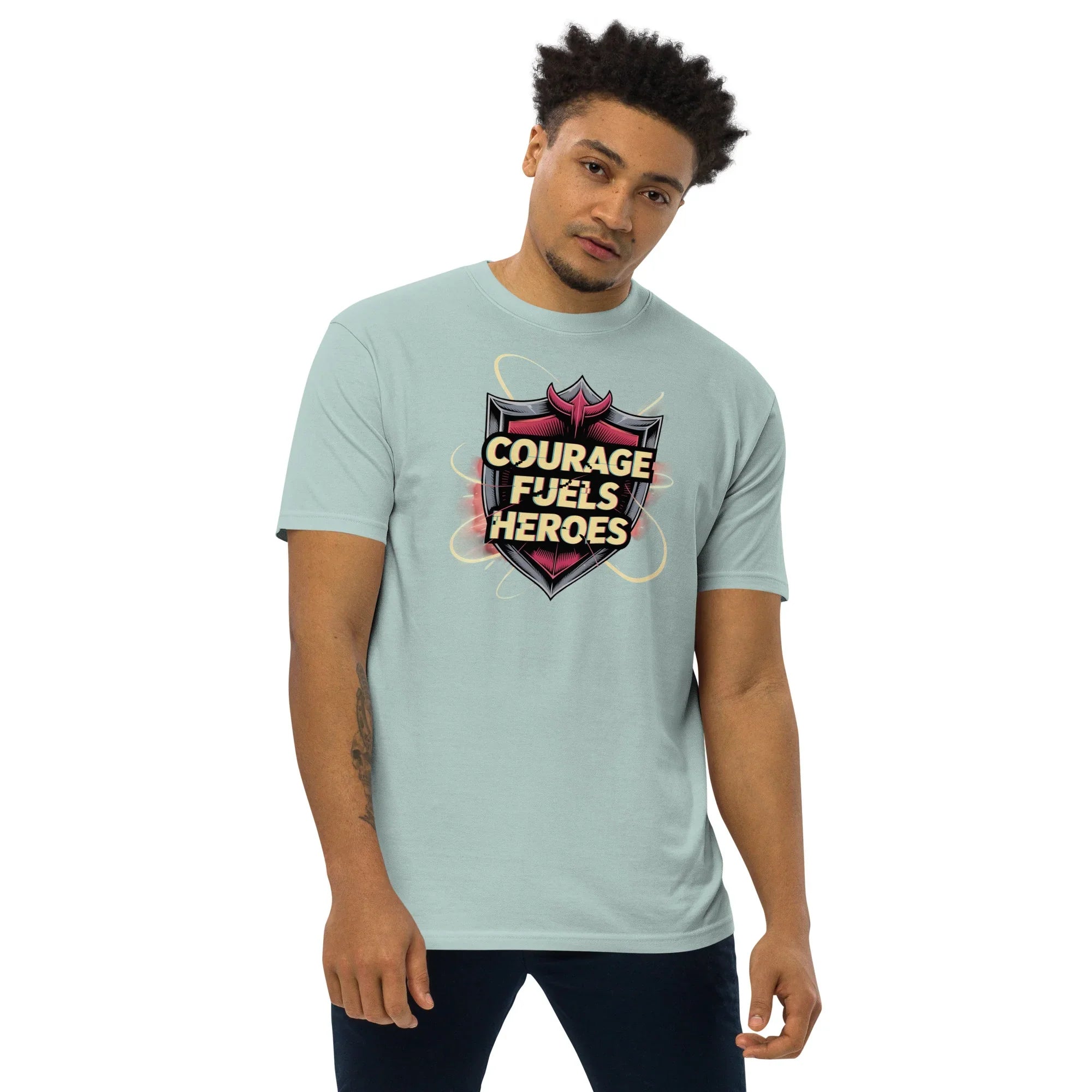 Courage Fuels Heroes RPG T-Shirt – Fantasy Hero Action Gear - RaZits
