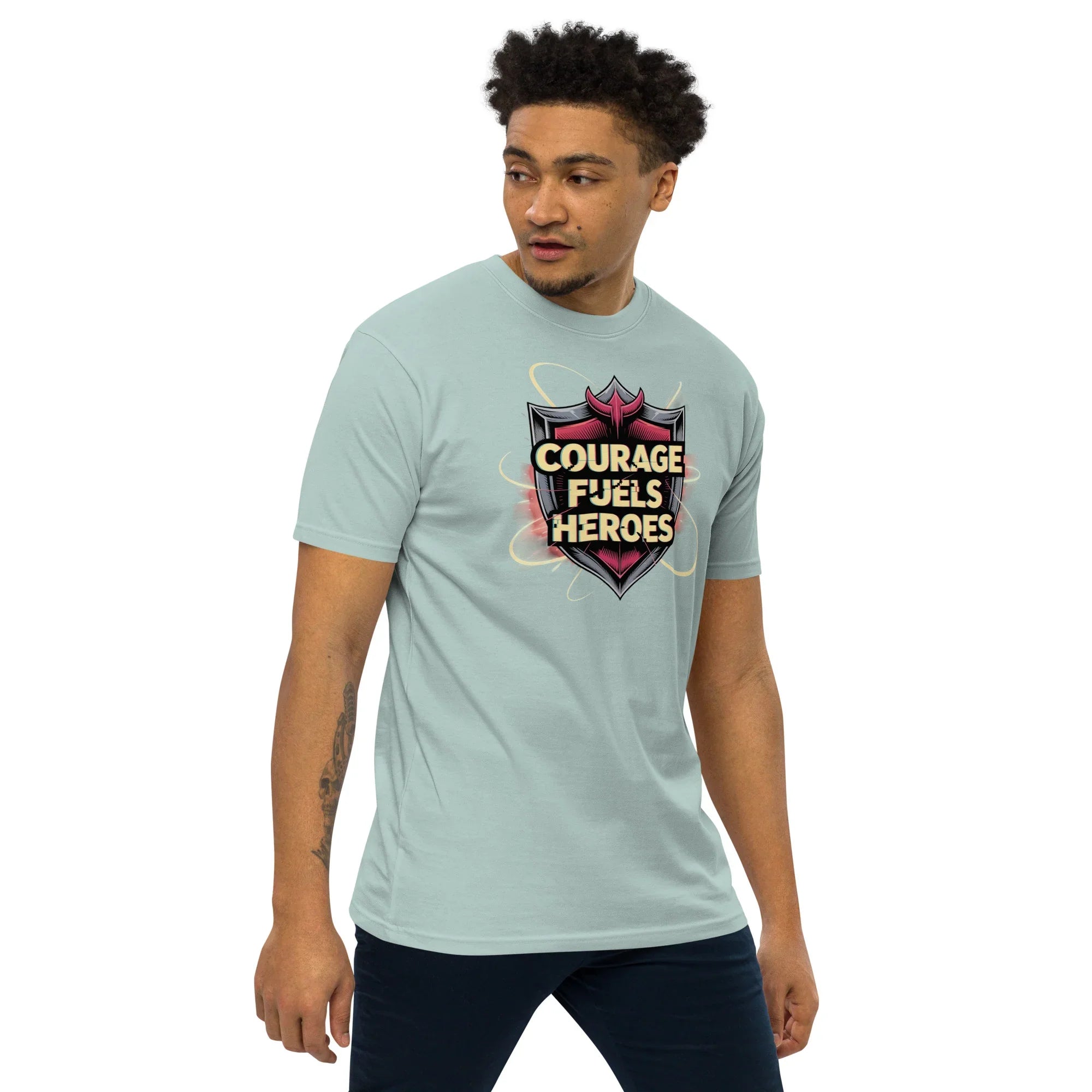 Courage Fuels Heroes RPG T-Shirt – Fantasy Hero Action Gear - RaZits