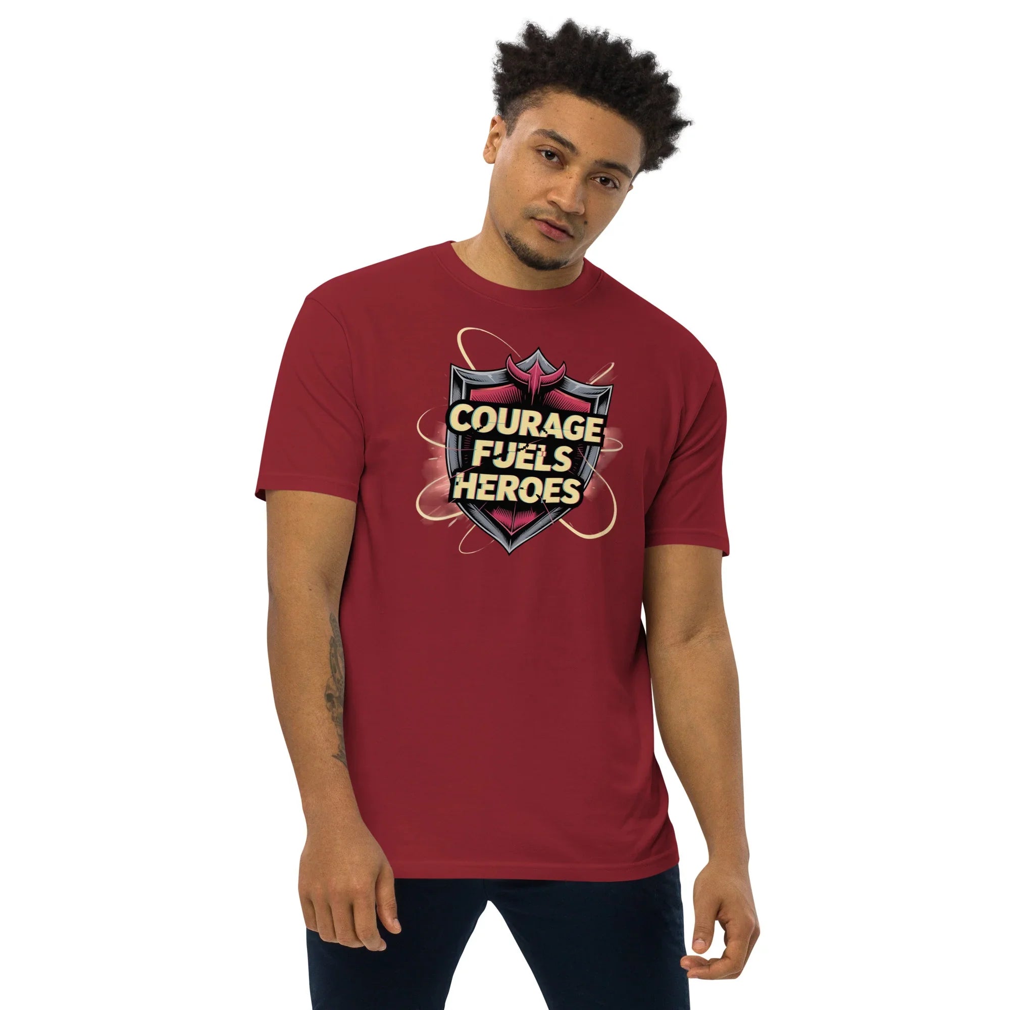 Courage Fuels Heroes RPG T-Shirt – Fantasy Hero Action Gear - RaZits