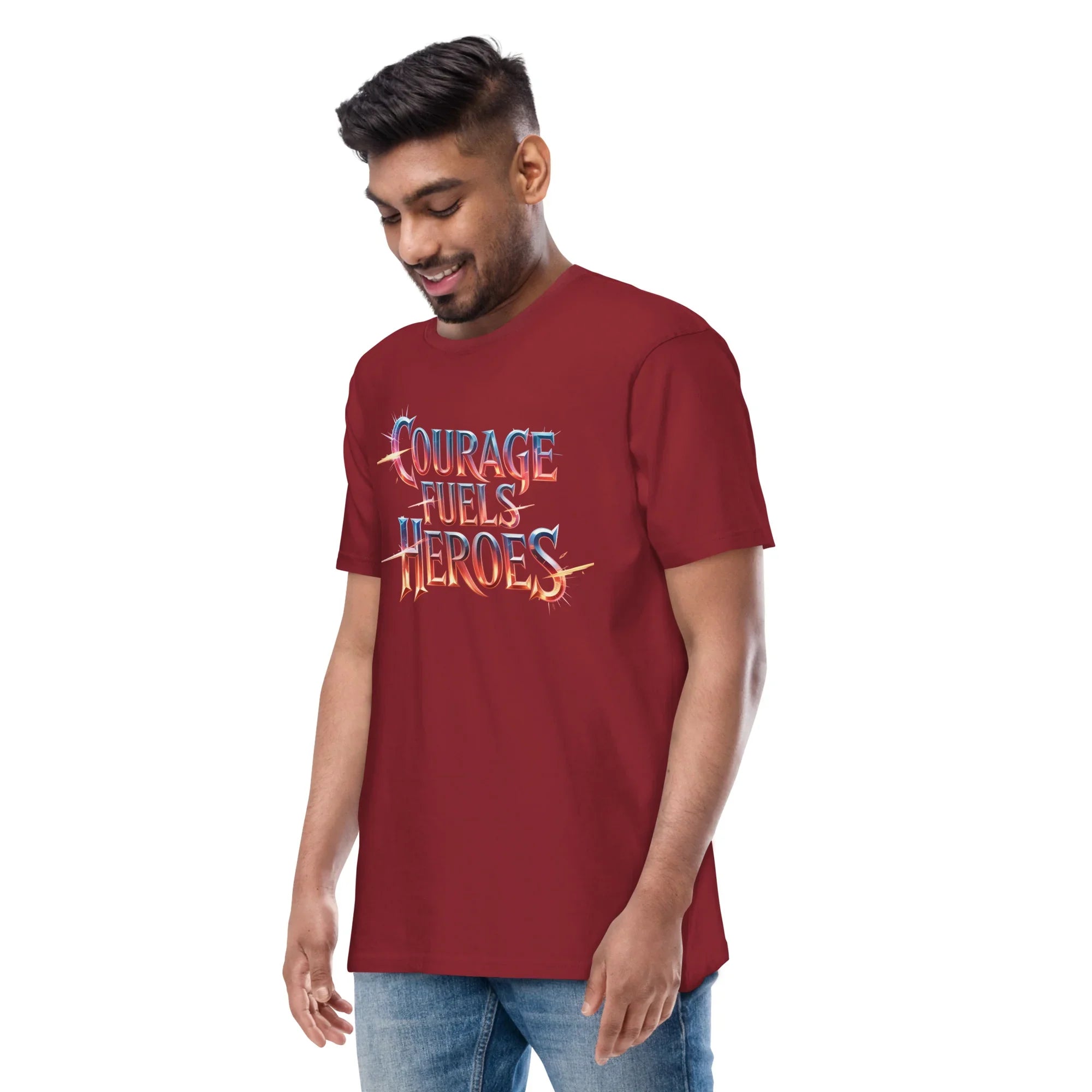 Courage Fuels Heroes RPG T-Shirt – Heroic Fantasy Typography Design - RaZits