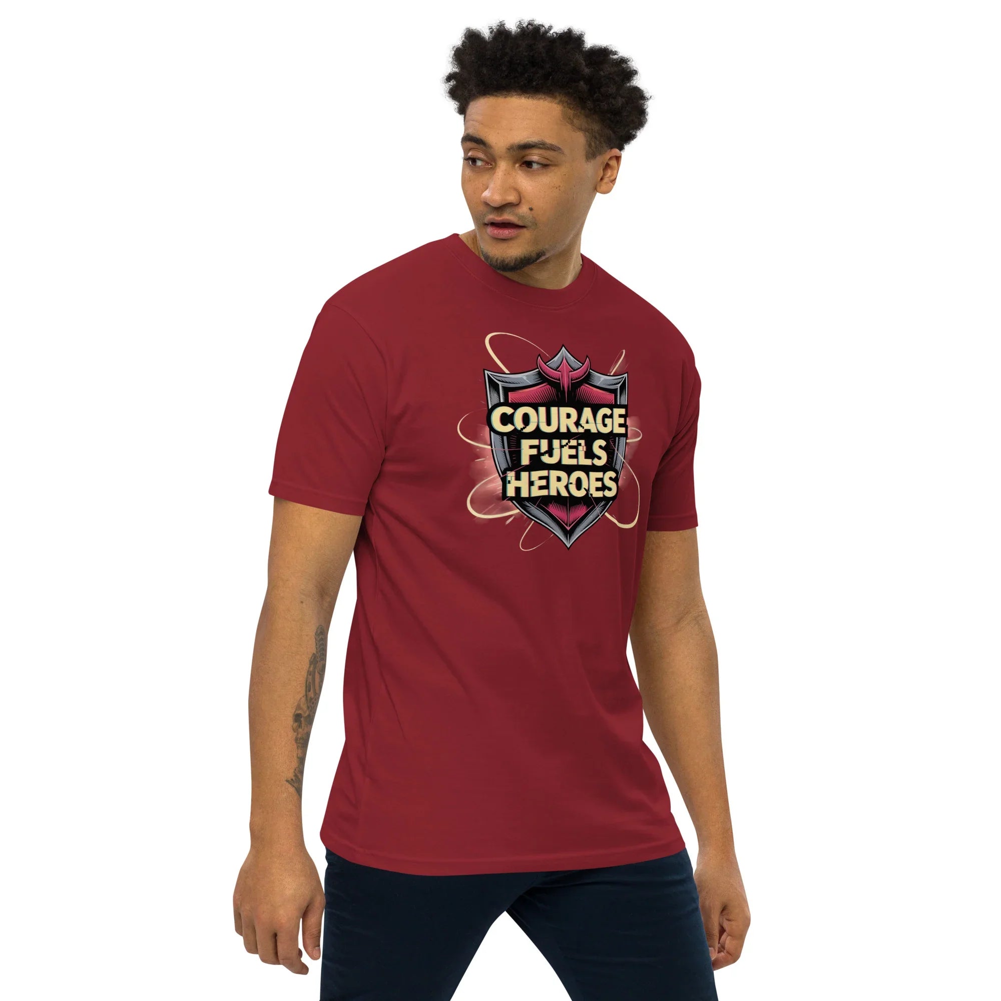 Courage Fuels Heroes RPG T-Shirt – Fantasy Hero Action Gear - RaZits
