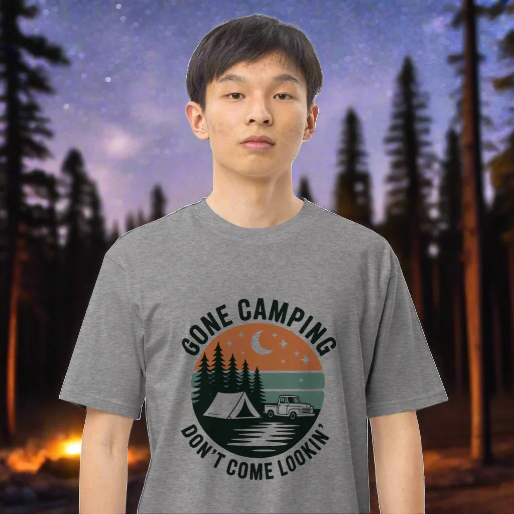 Gone Camping Tee – Retro Tent & Truck Graphic Shirt - RaZits