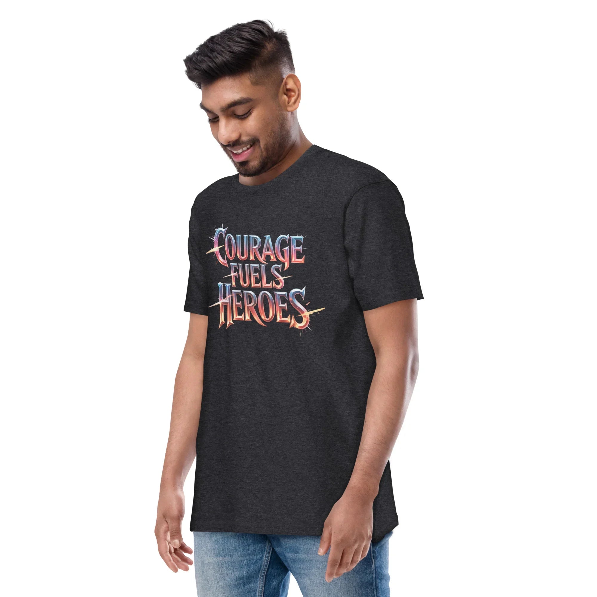 Courage Fuels Heroes RPG T-Shirt – Heroic Fantasy Typography Design - RaZits