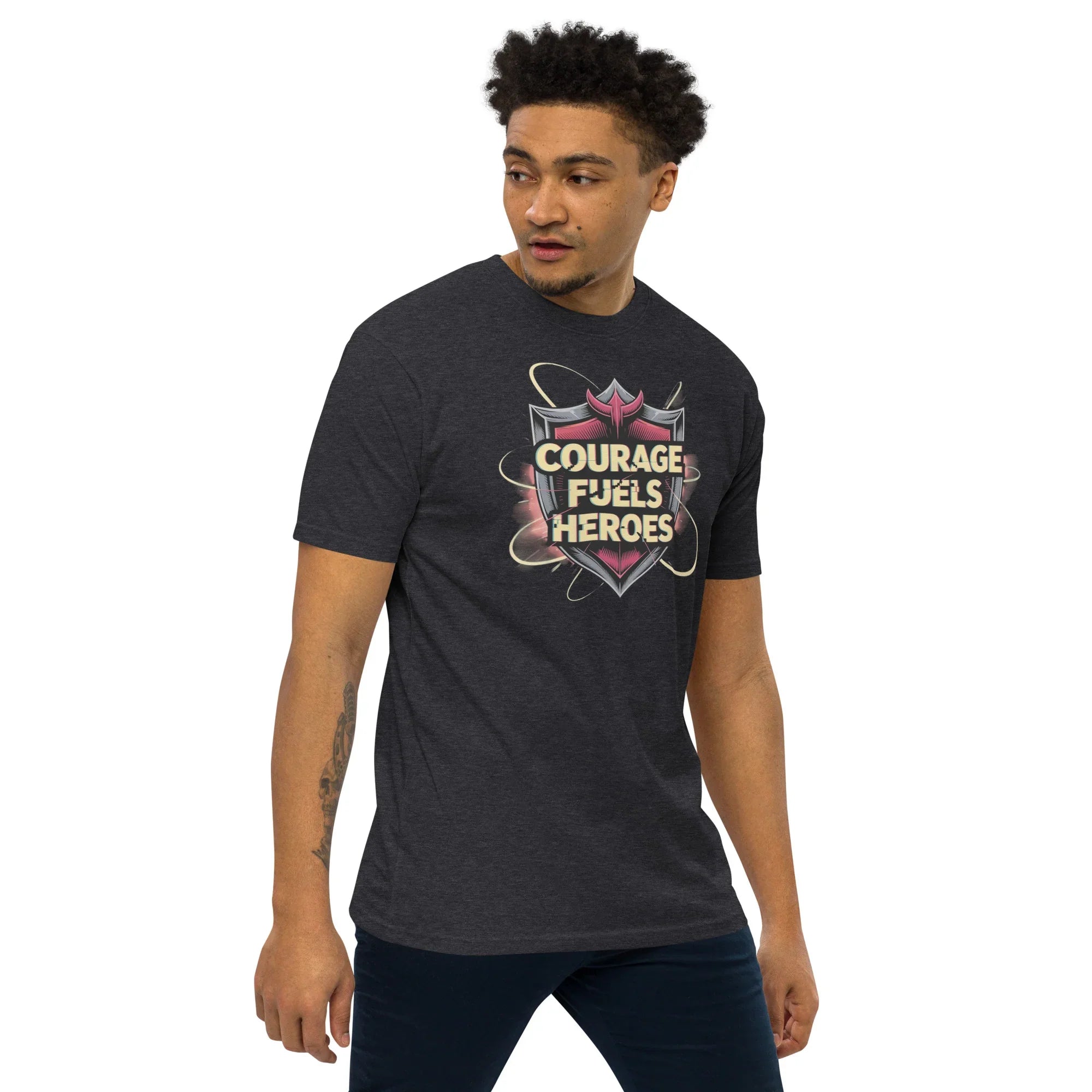 Courage Fuels Heroes RPG T-Shirt – Fantasy Hero Action Gear - RaZits
