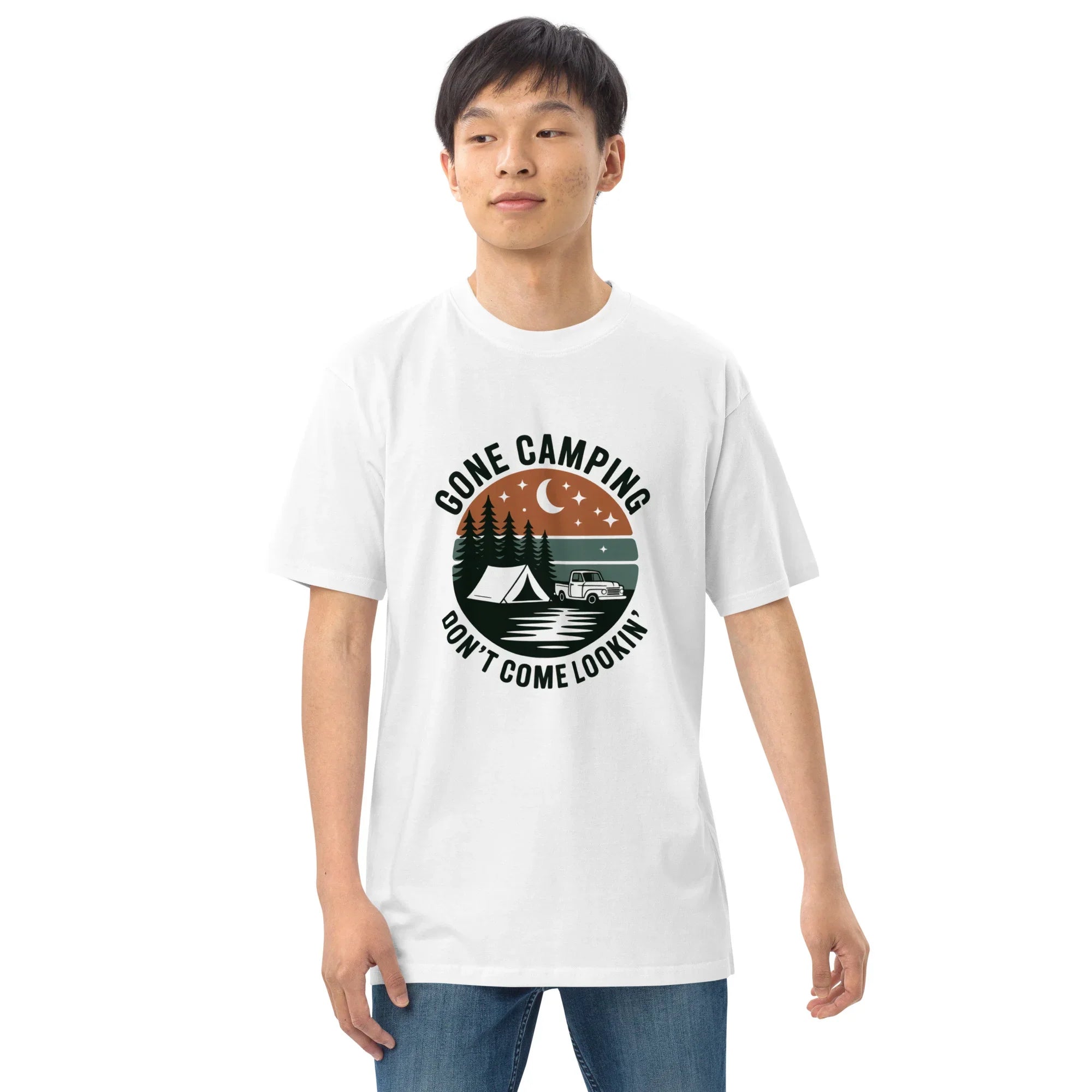 Gone Camping Tee – Retro Tent & Truck Graphic Shirt - RaZits