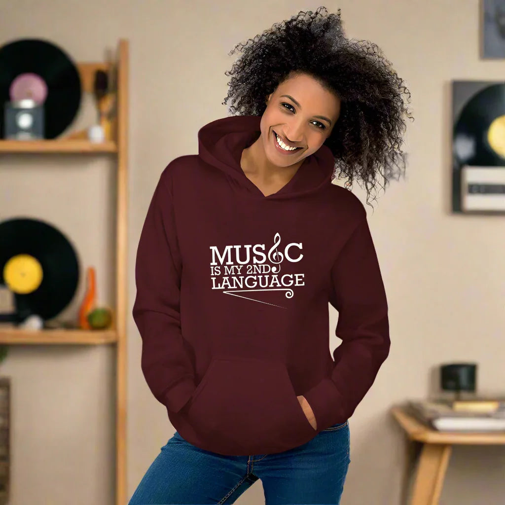 Music Is My 2nd Language Hoodie – Treble Clef Music Lover Gift - RaZits