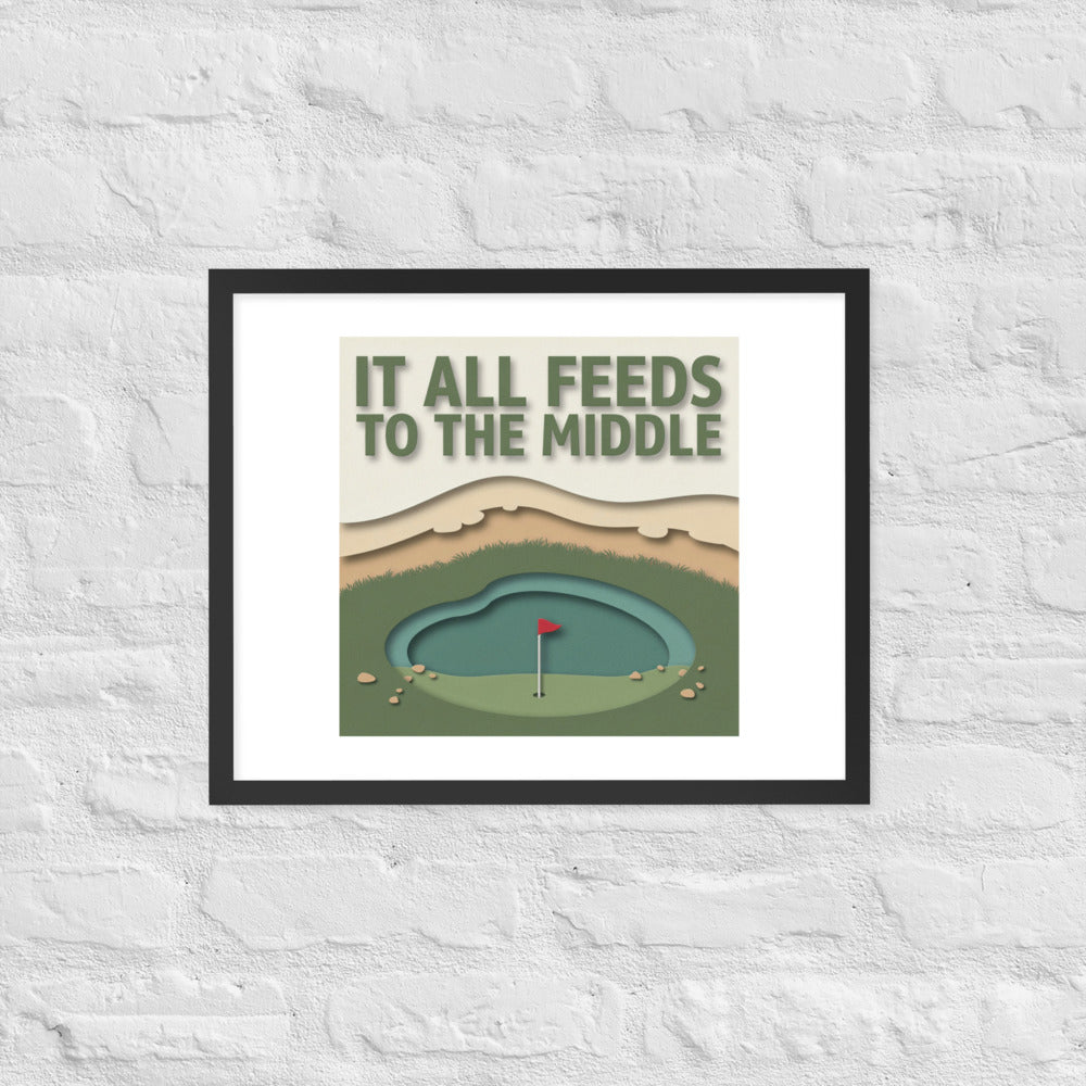 The Punchbowl golf architecture framed poster styled beside furniture, showing the 16 by 20 inch scale