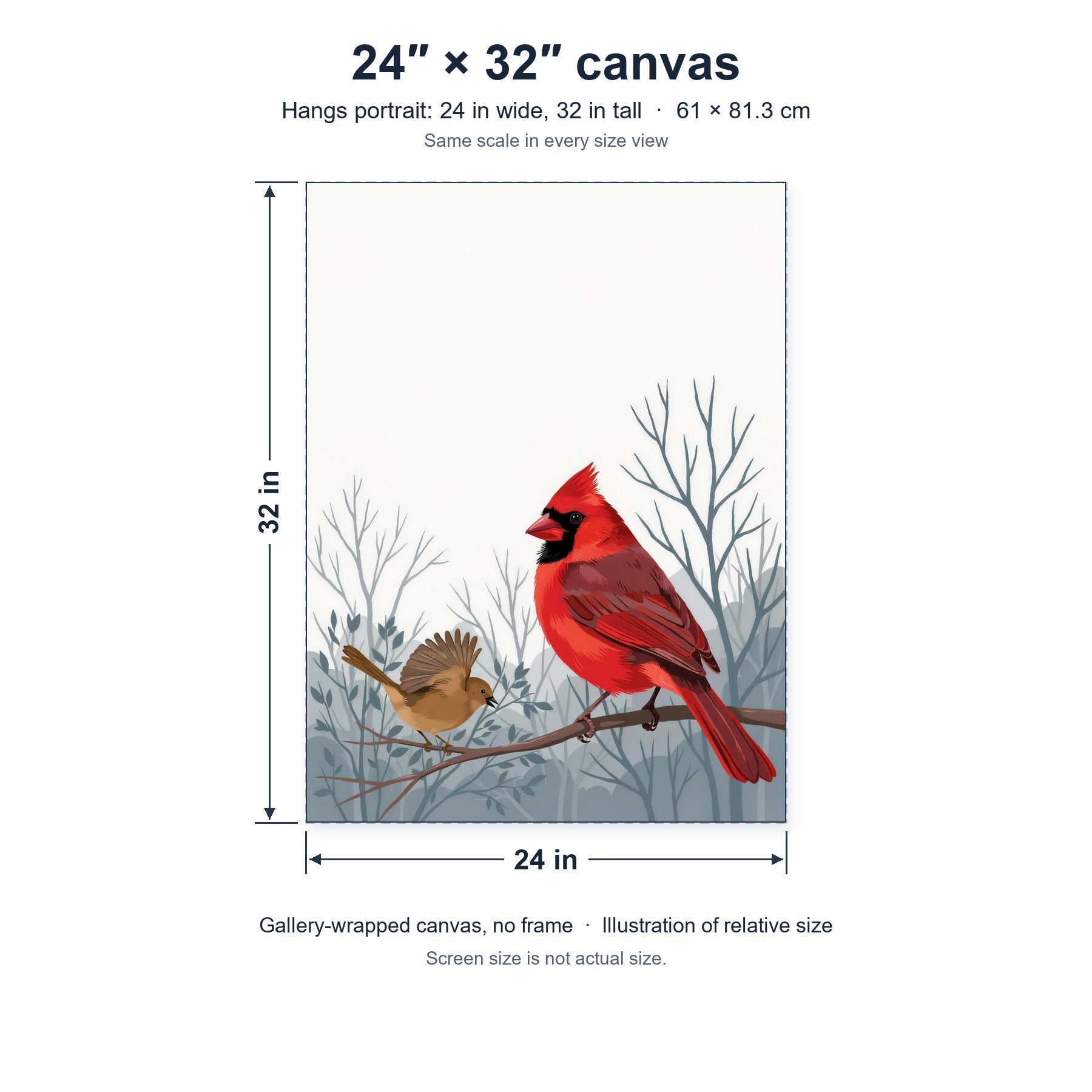 Life Against the Gray canvas, 24 in by 32 in (61 × 81.3 cm), hung portrait; relative-size view on the same scale as the other size options.