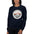 Glacier National Park badge crewneck sweatshirt worn by a model in navy