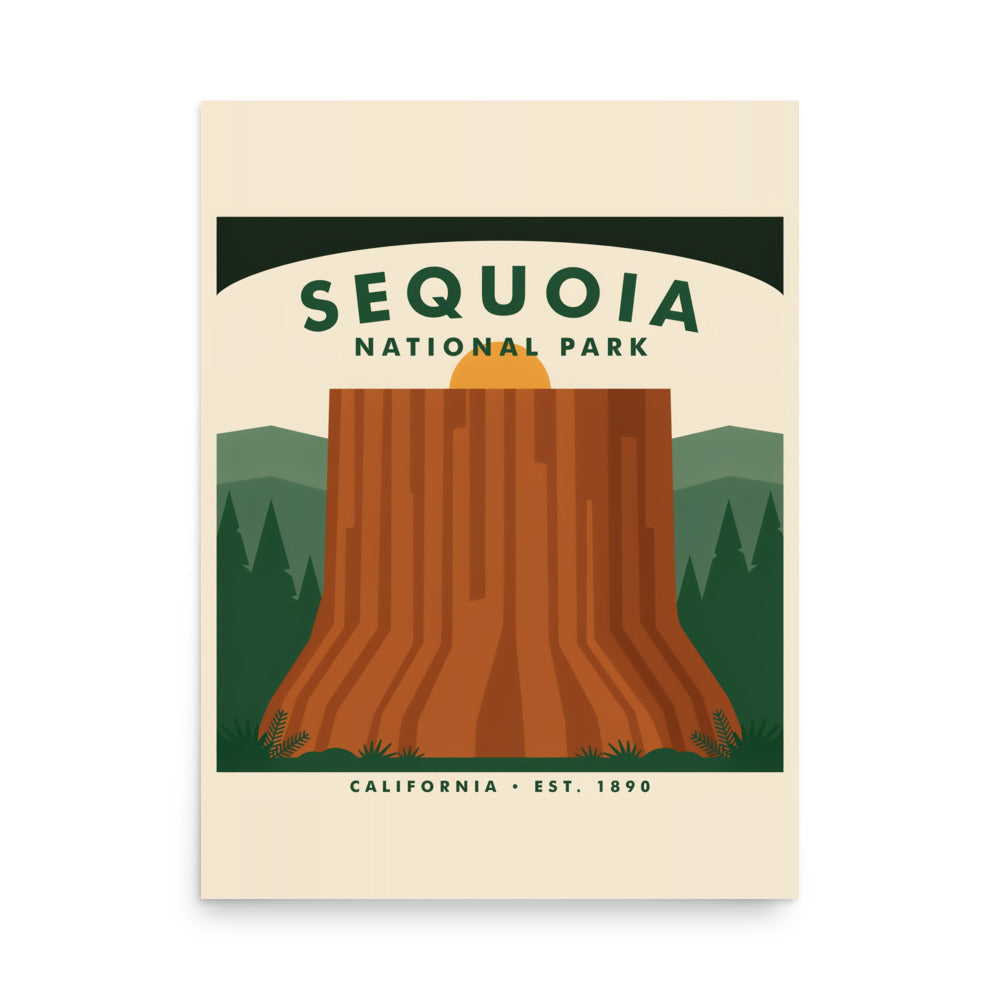 Sequoia National Park vintage poster shown flat, full artwork view