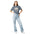 Acadia National Park vintage lighthouse badge t-shirt in blue jean worn by a model, front view