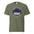 Death Valley National Park vintage night sky badge t-shirt in moss, front view of the garment-dyed heavyweight tee