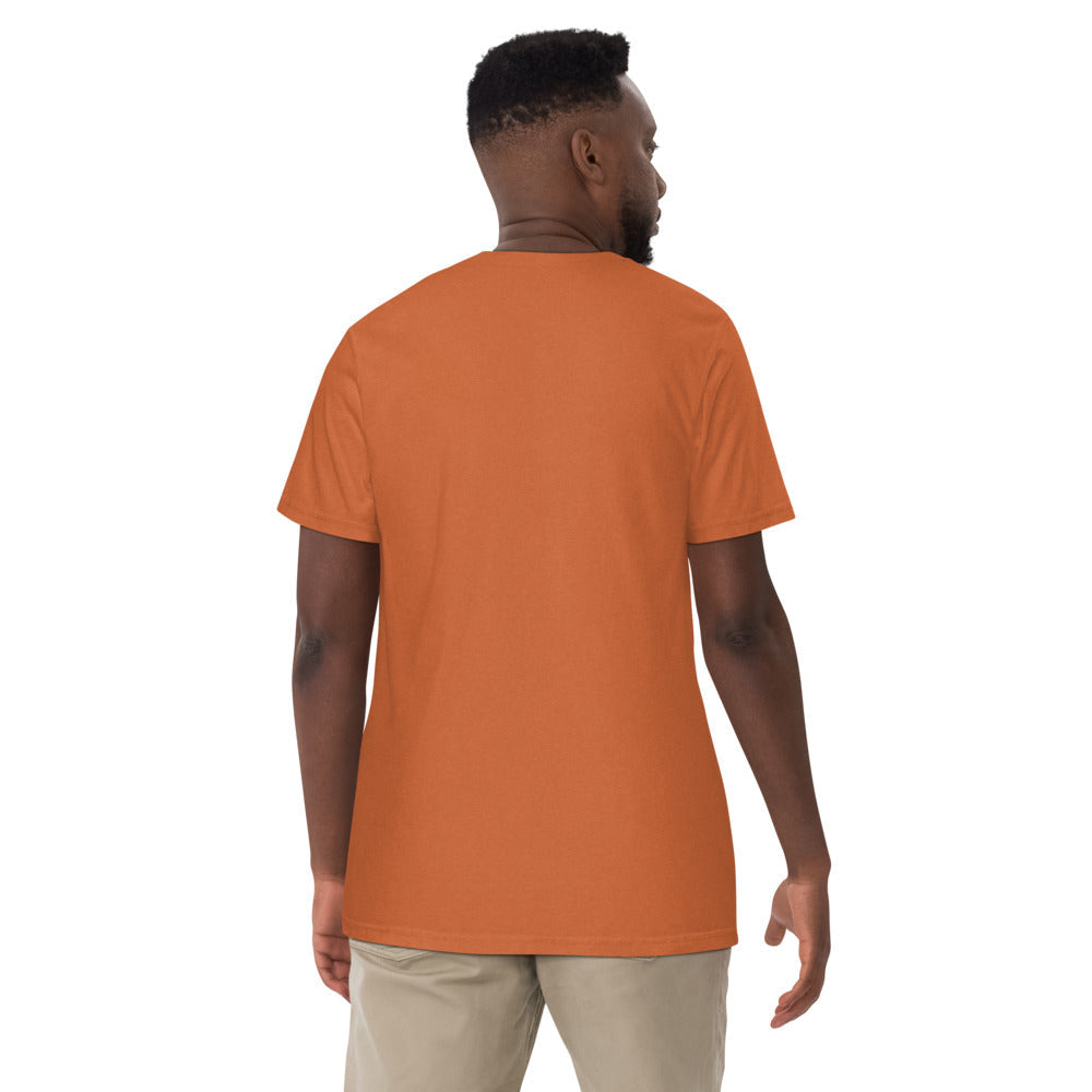 Grand Teton National Park vintage moose badge t-shirt in yam worn by a model, back view