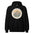 Yosemite National Park vintage Half Dome sunrise badge hoodie in black, front view of the heavyweight pullover
