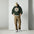 Yosemite National Park vintage Half Dome sunrise badge hoodie in forest green worn by a man, front view