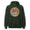 Zion National Park vintage The Narrows canyon badge hoodie in forest green, front view of the heavyweight pullover
