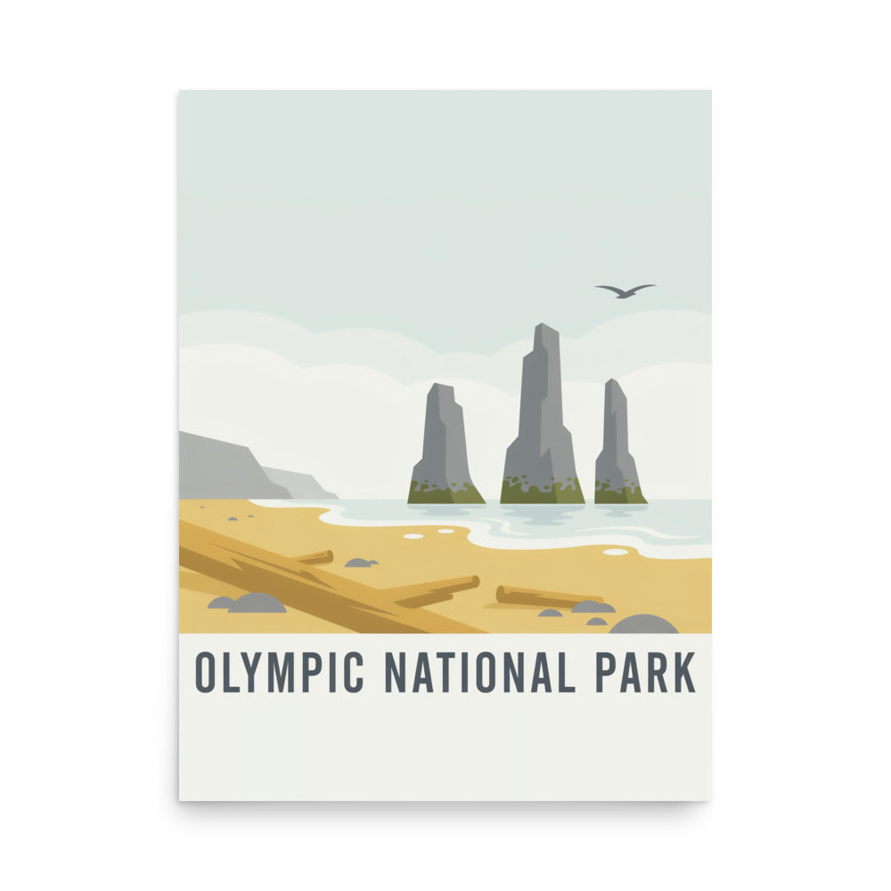 Olympic National Park vintage poster shown flat, full artwork view