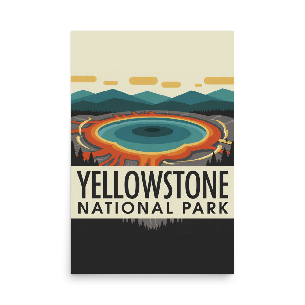 Yellowstone National Park vintage travel poster, 24 by 36 inch size, flat front view