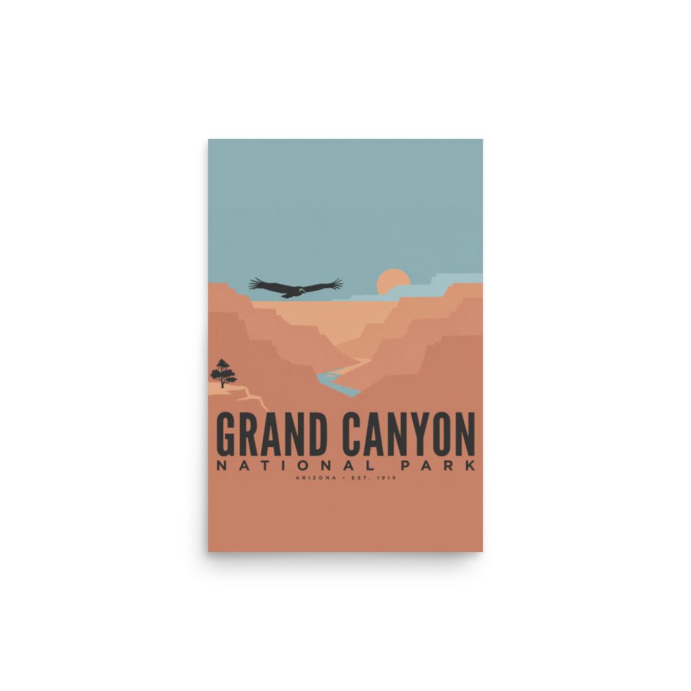 Grand Canyon National Park vintage travel poster, 12 by 18 inch size, flat front view