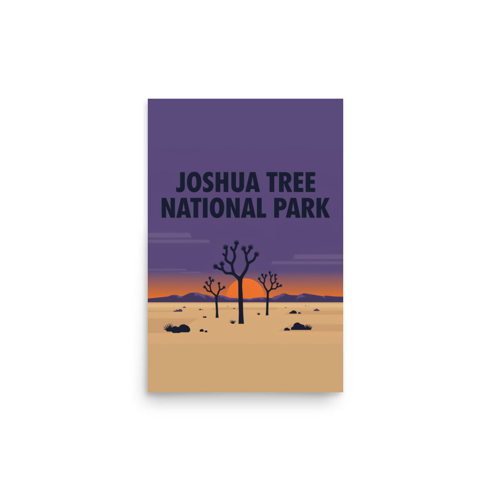 Joshua Tree National Park vintage travel poster, 12 by 18 inch size, flat front view