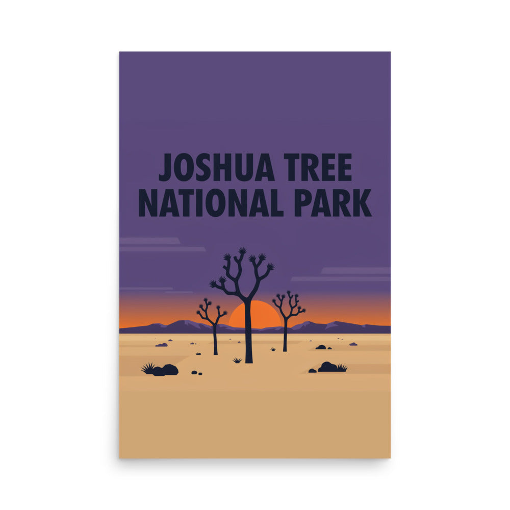 Joshua Tree National Park vintage travel poster, 24 by 36 inch size, flat front view