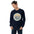 Yosemite National Park badge crewneck sweatshirt worn by a model in navy