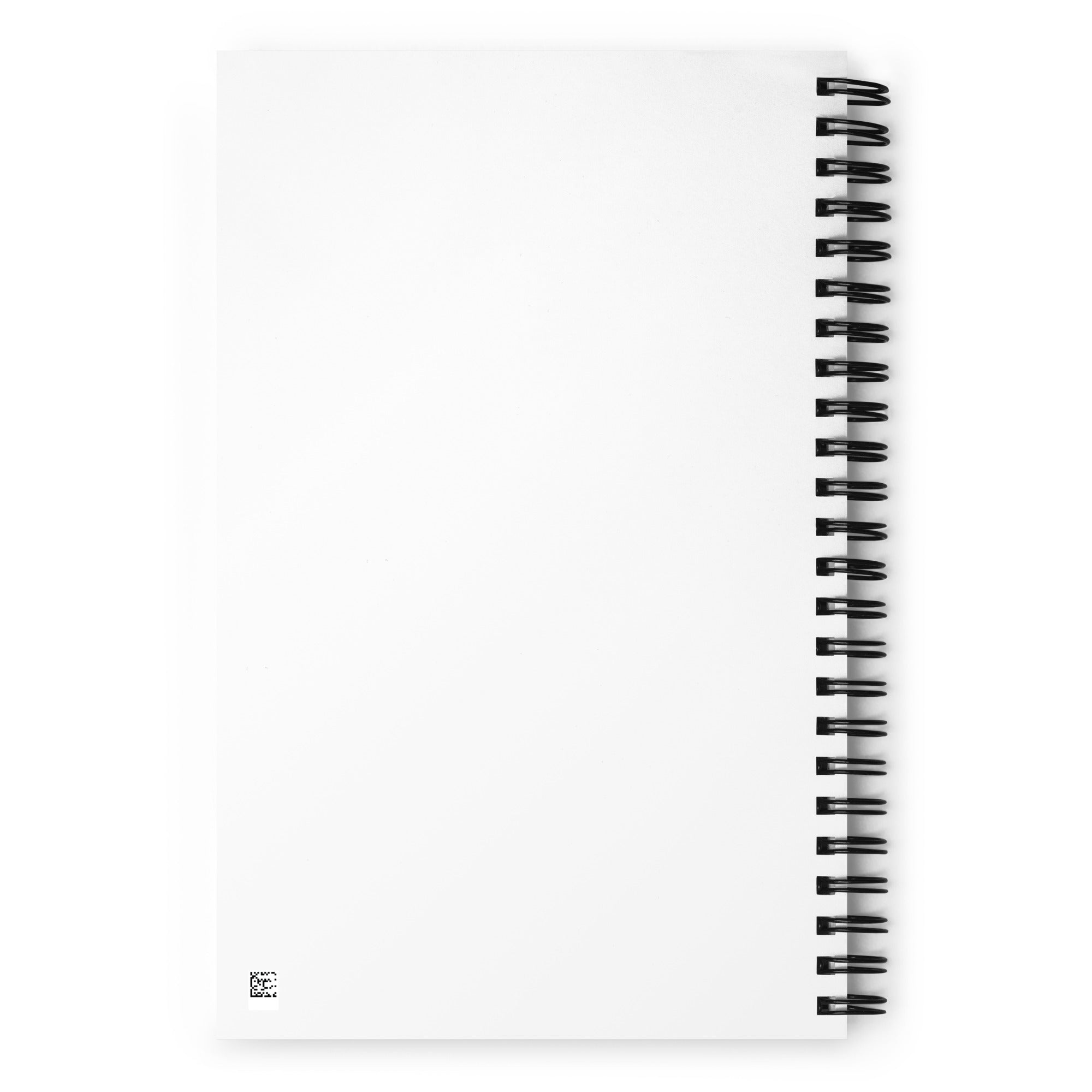 Plain white back cover of the Keeping Tabs astronomy notebook with its metal spiral binding
