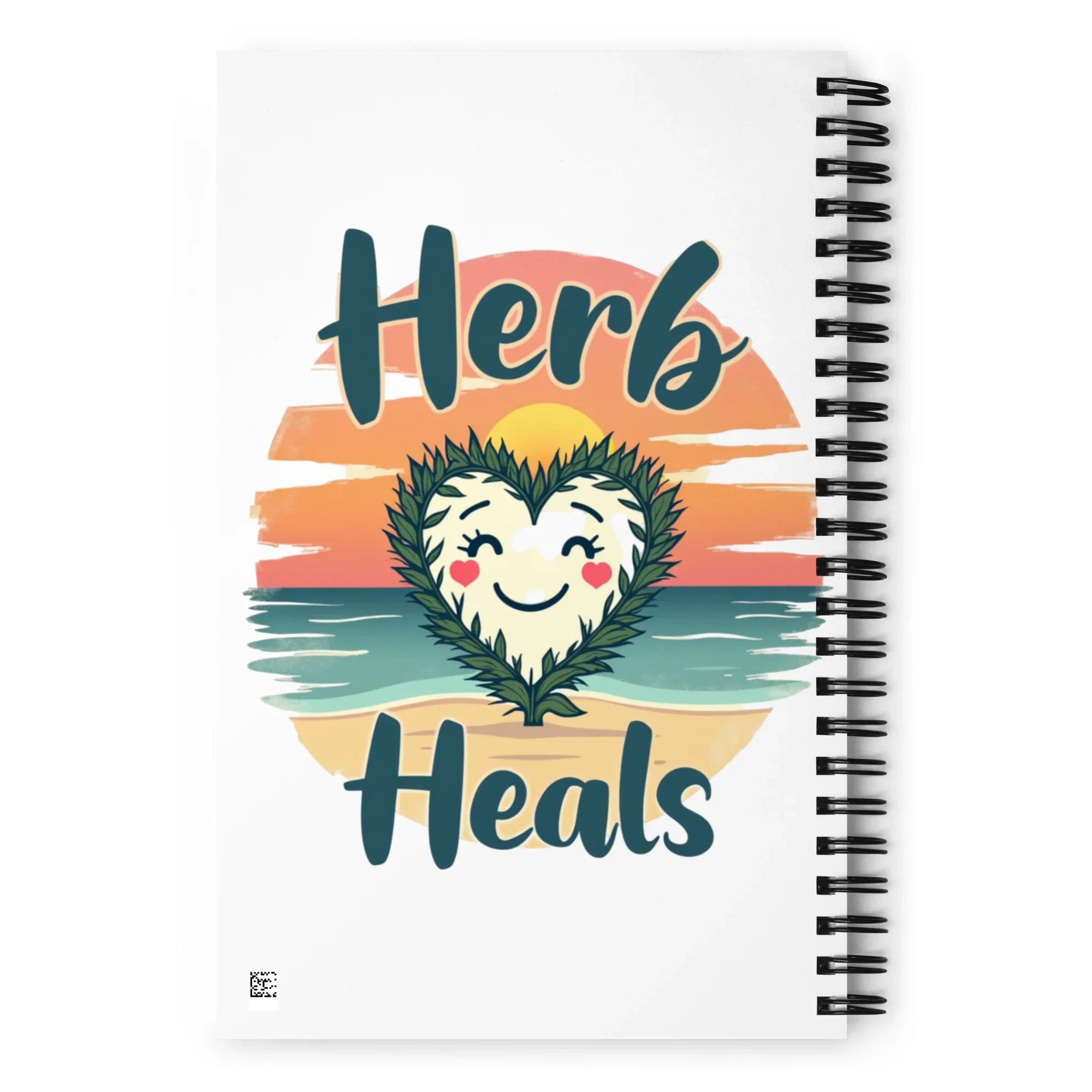 Herb Heals Notebook – Heart Leaf by Sunset Illustration - RaZits