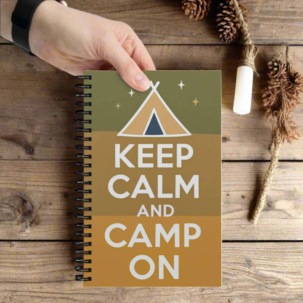 Keep Calm and Camp On – Minimalist Spiral Notebook - RaZits