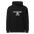 Squirrel Hoodie in Black, front view: EXCEPTIONS WERE MADE around a squirrel eating seed