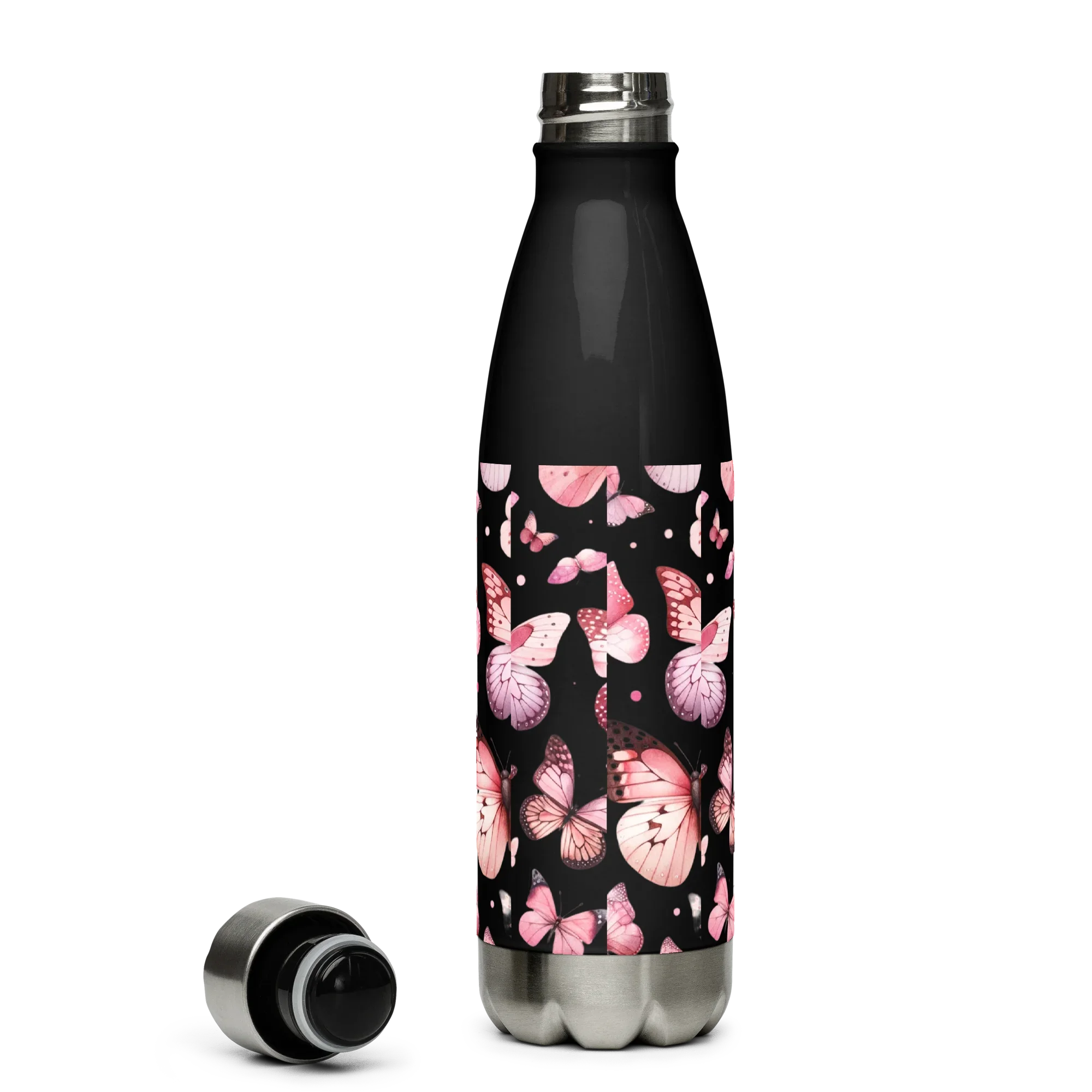Pink Butterfly Stainless Steel Bottle – Elegant Nature-Inspired Design - RaZits