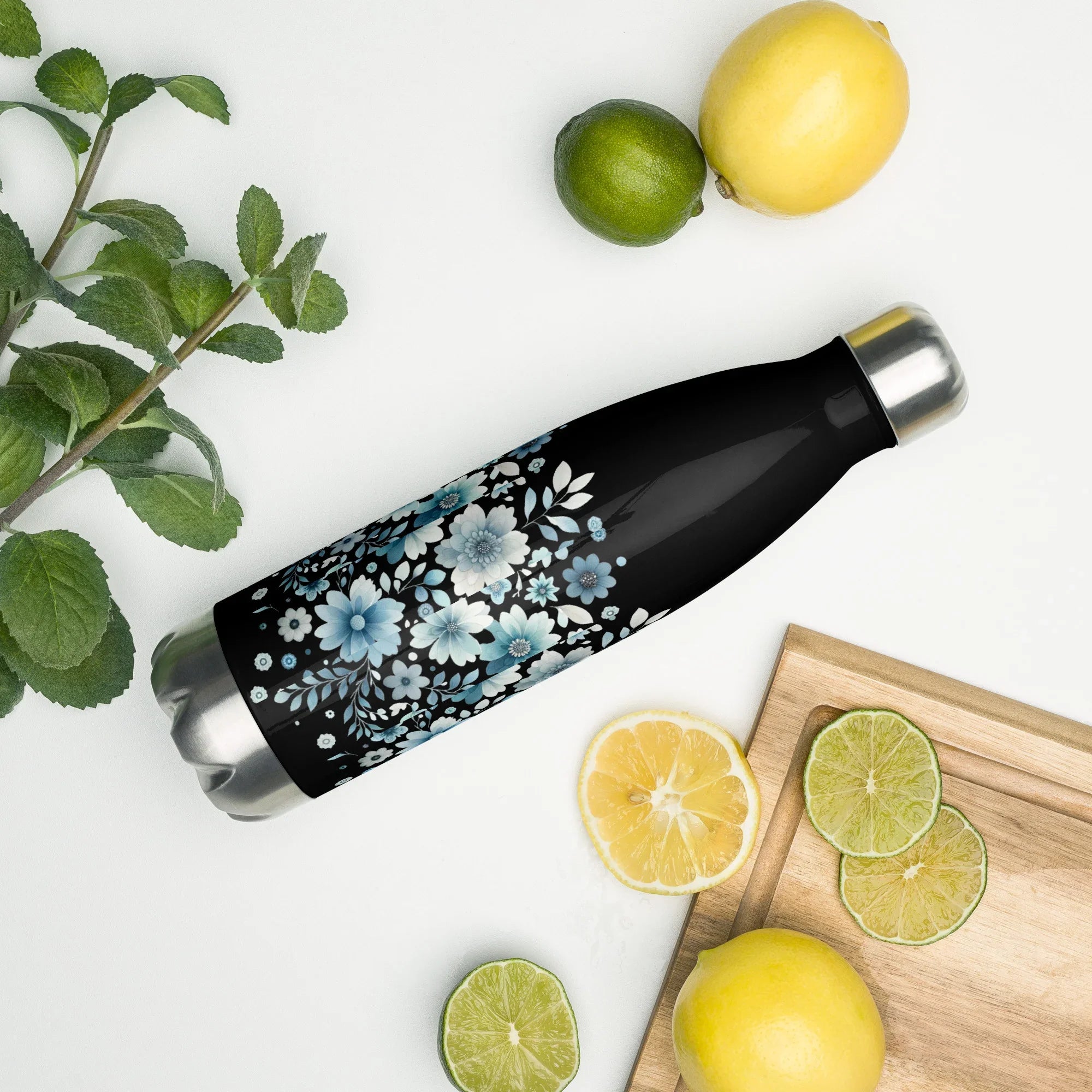 Blue Floral Stainless Steel Bottle – Cool Bloom Insulated Design - RaZits