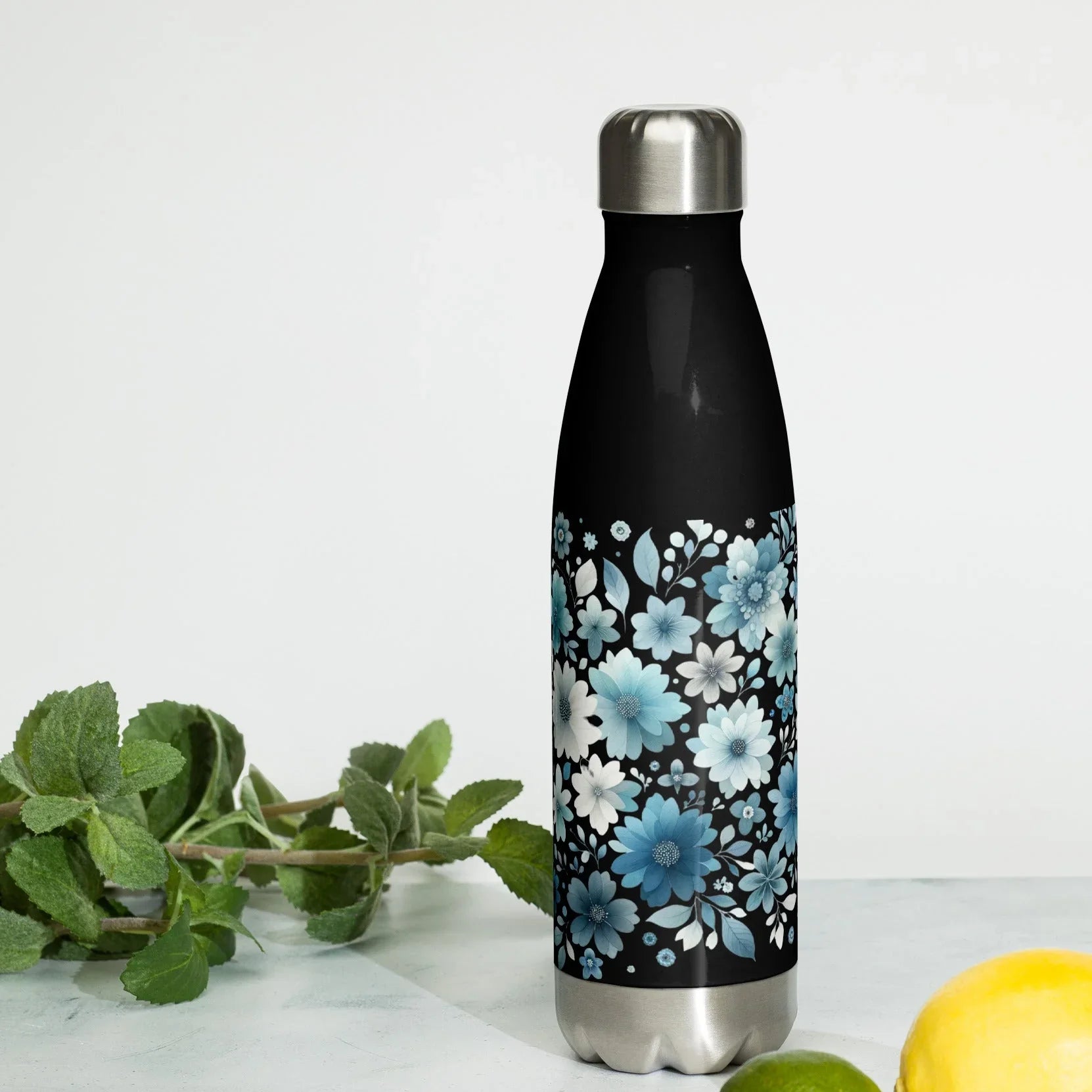Blue Floral Stainless Steel Bottle – Cool Bloom Insulated Design - RaZits