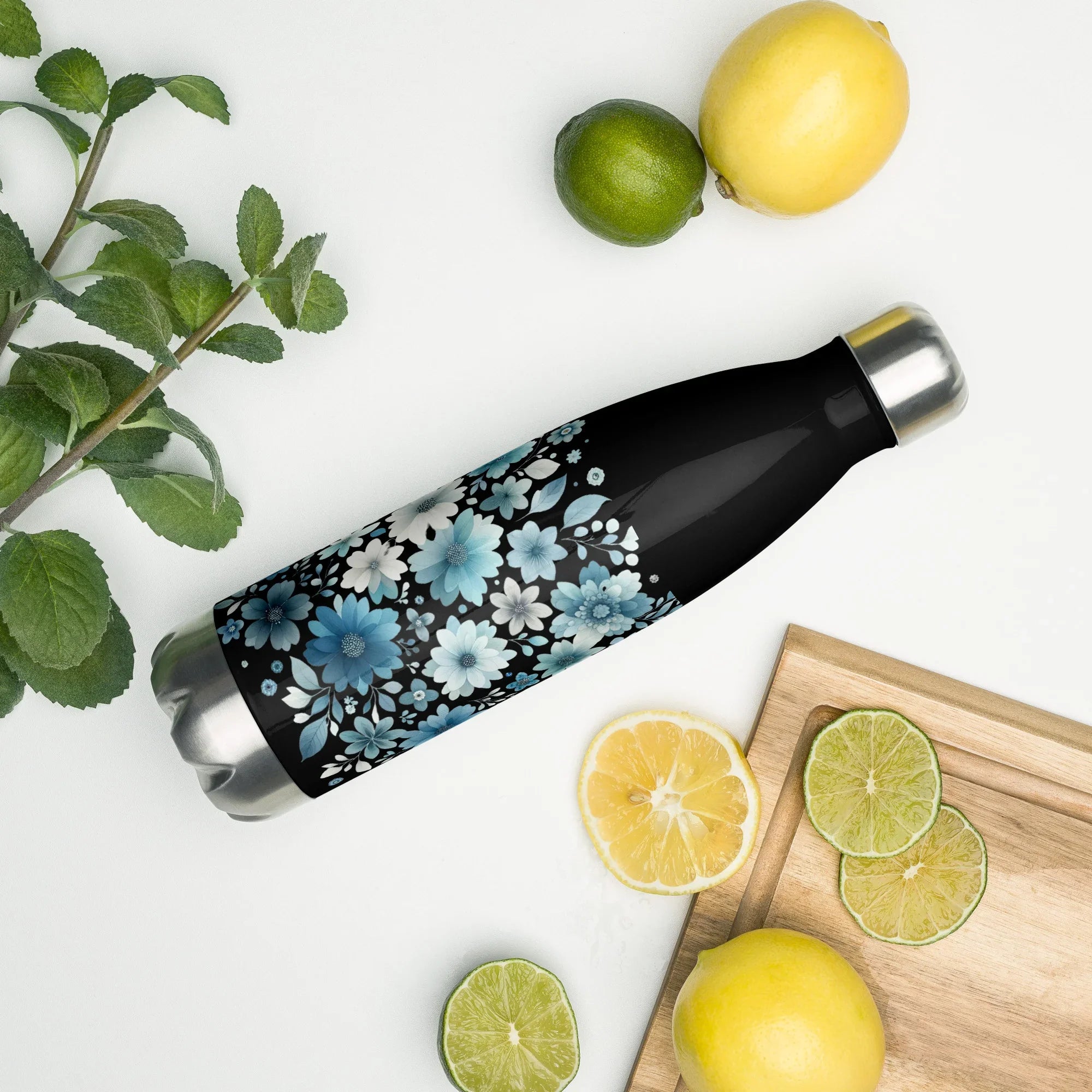 Blue Floral Stainless Steel Bottle – Cool Bloom Insulated Design - RaZits
