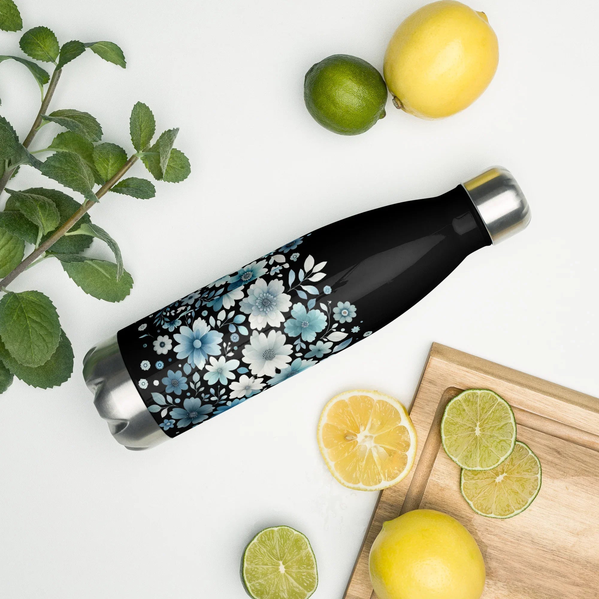 Blue Floral Stainless Steel Bottle – Cool Bloom Insulated Design - RaZits