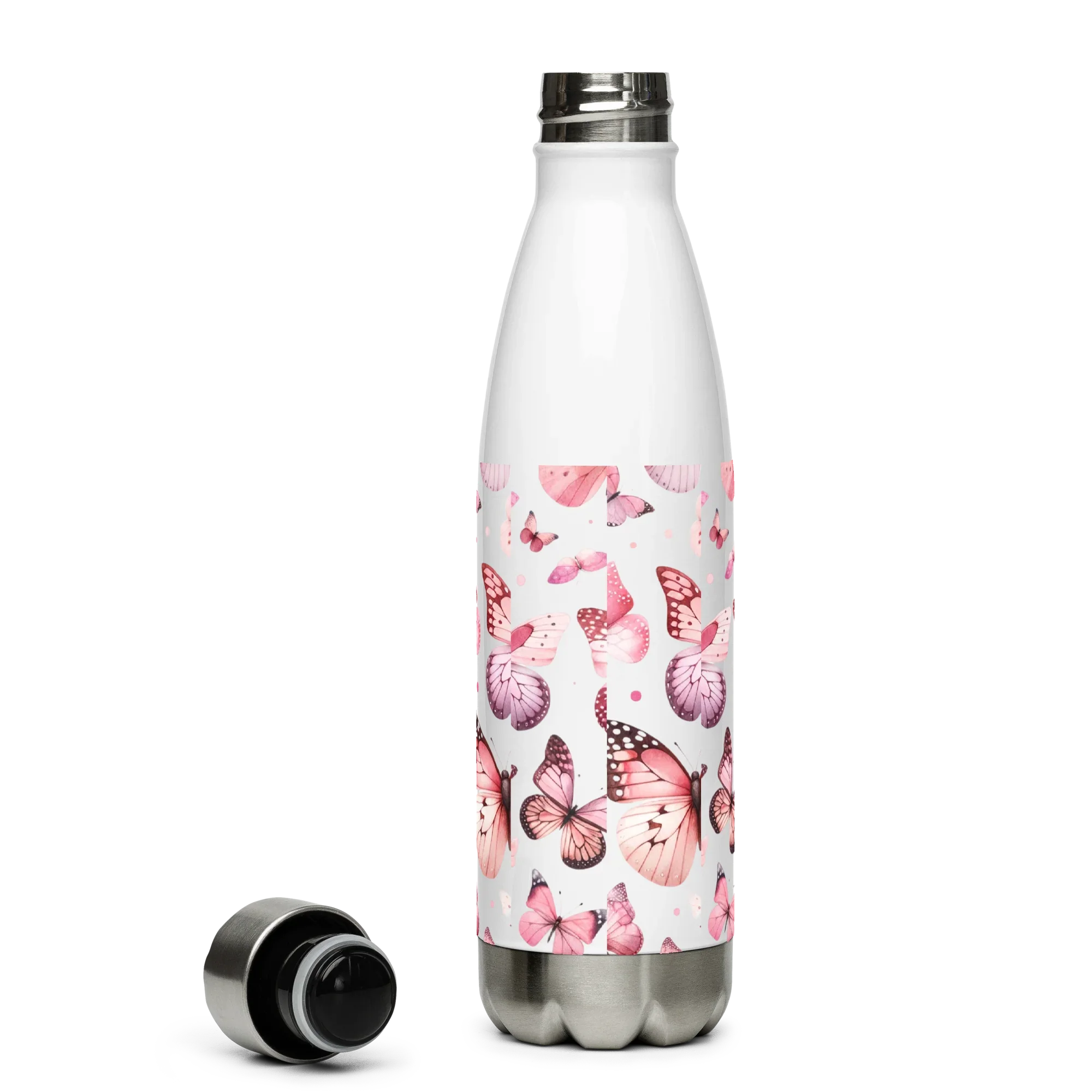 Pink Butterfly Stainless Steel Bottle – Elegant Nature-Inspired Design - RaZits