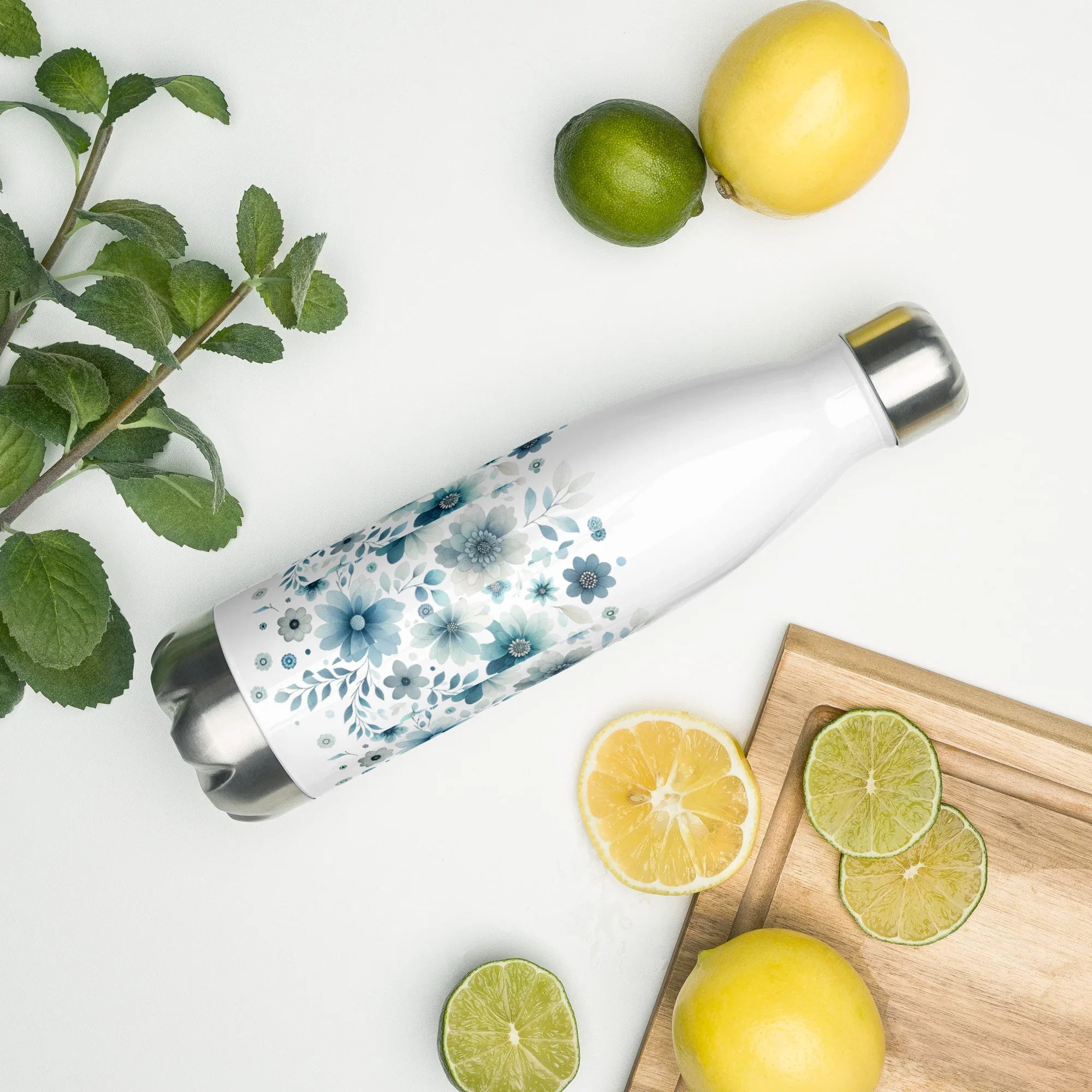 Blue Floral Stainless Steel Bottle – Cool Bloom Insulated Design - RaZits