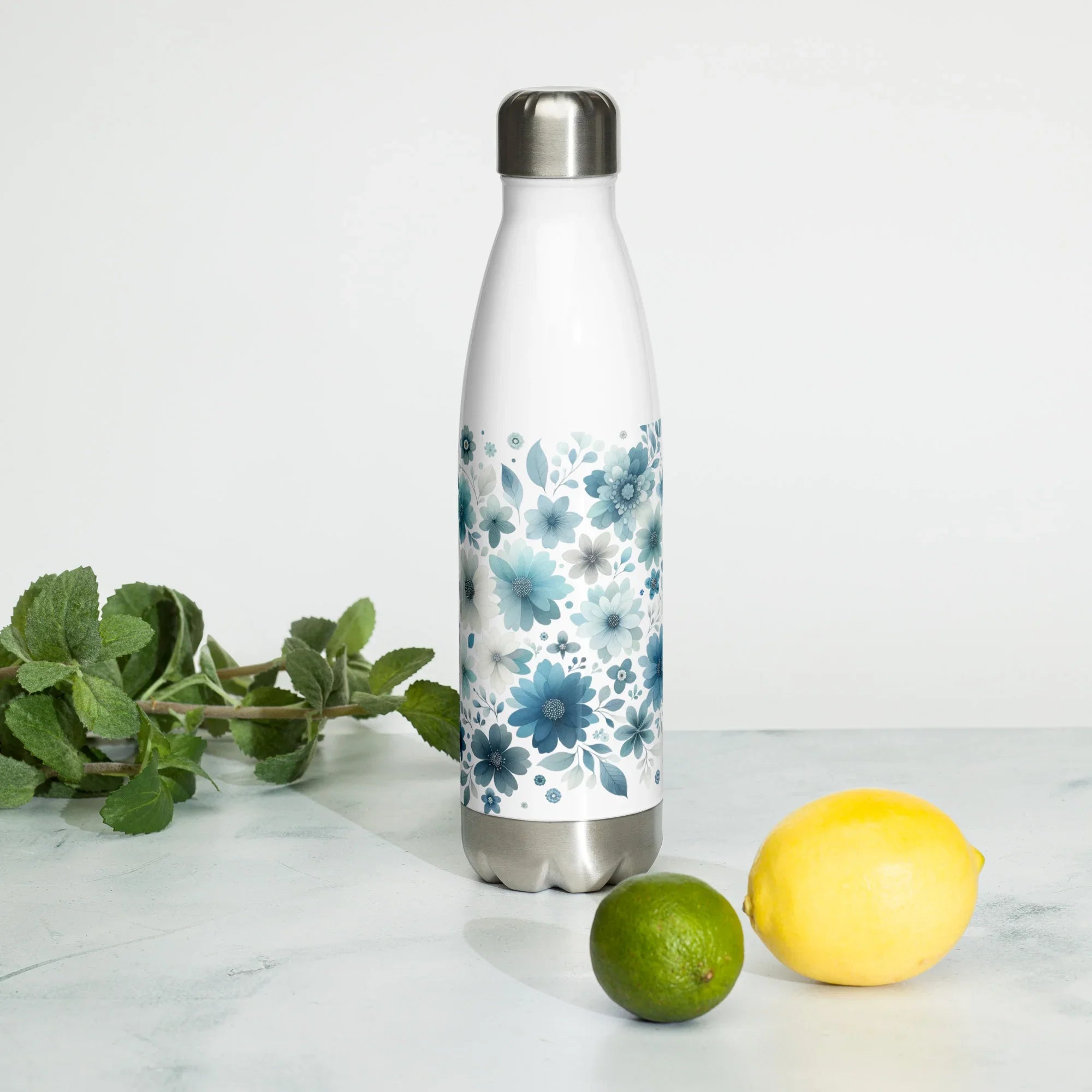 Blue Floral Stainless Steel Bottle – Cool Bloom Insulated Design - RaZits