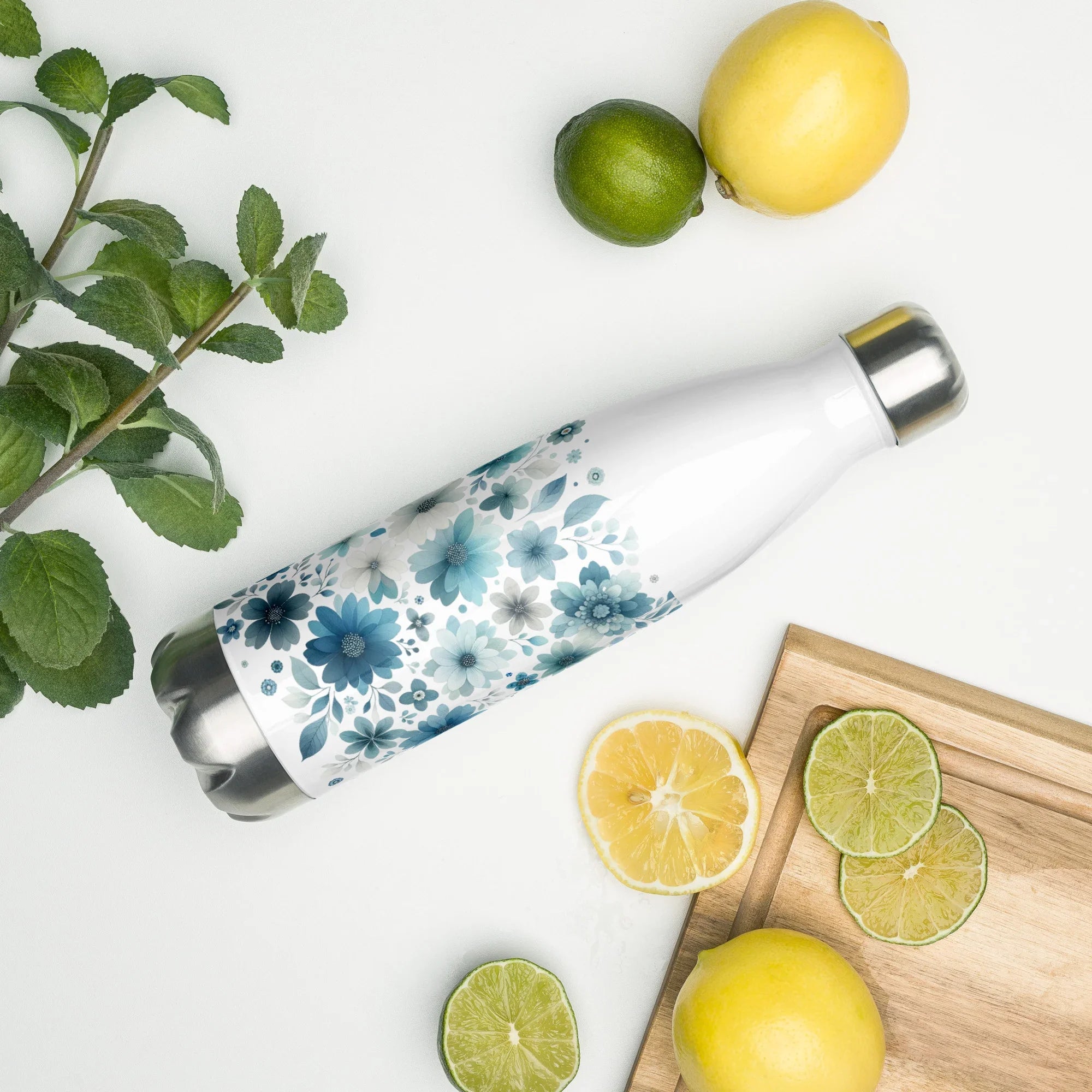 Blue Floral Stainless Steel Bottle – Cool Bloom Insulated Design - RaZits