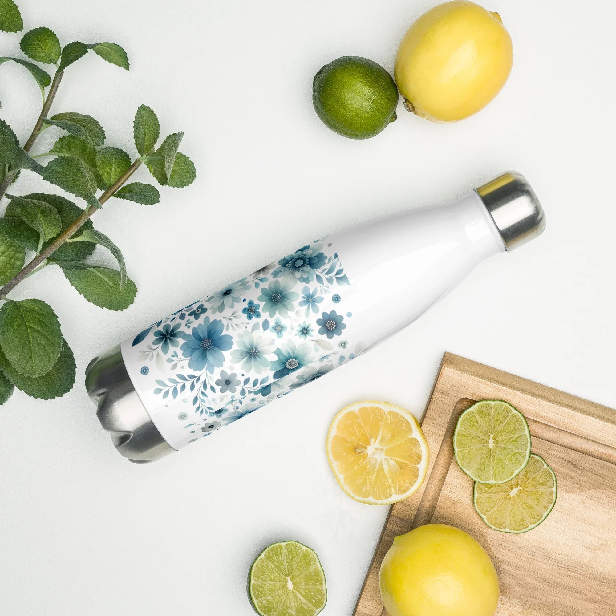 Blue Floral Stainless Steel Bottle – Cool Bloom Insulated Design - RaZits