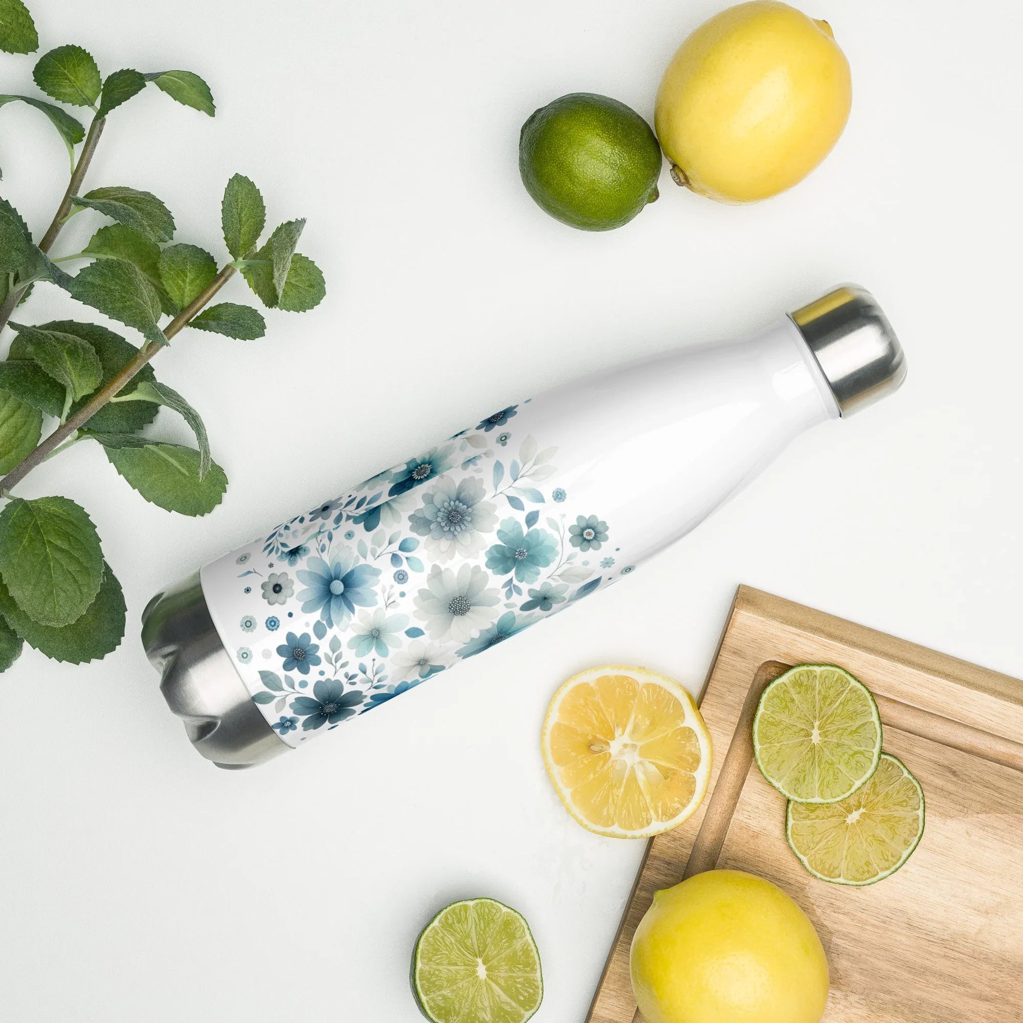 Blue Floral Stainless Steel Bottle – Cool Bloom Insulated Design - RaZits