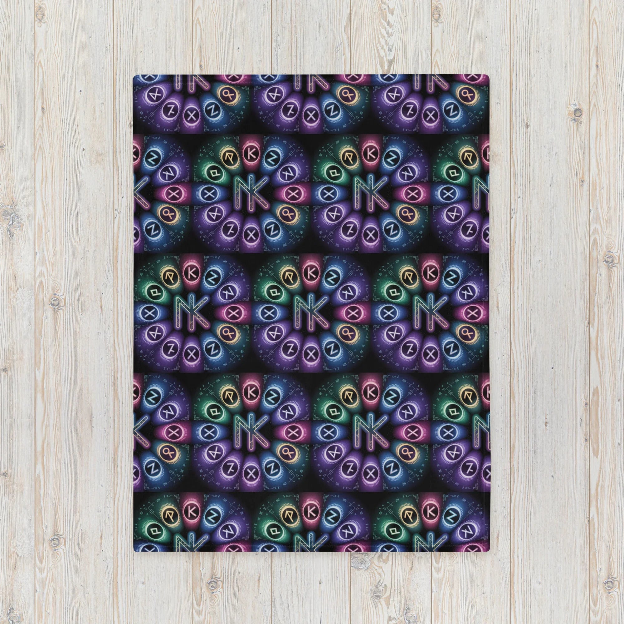 Cosmic Rune Circle Throw Blanket - RaZits