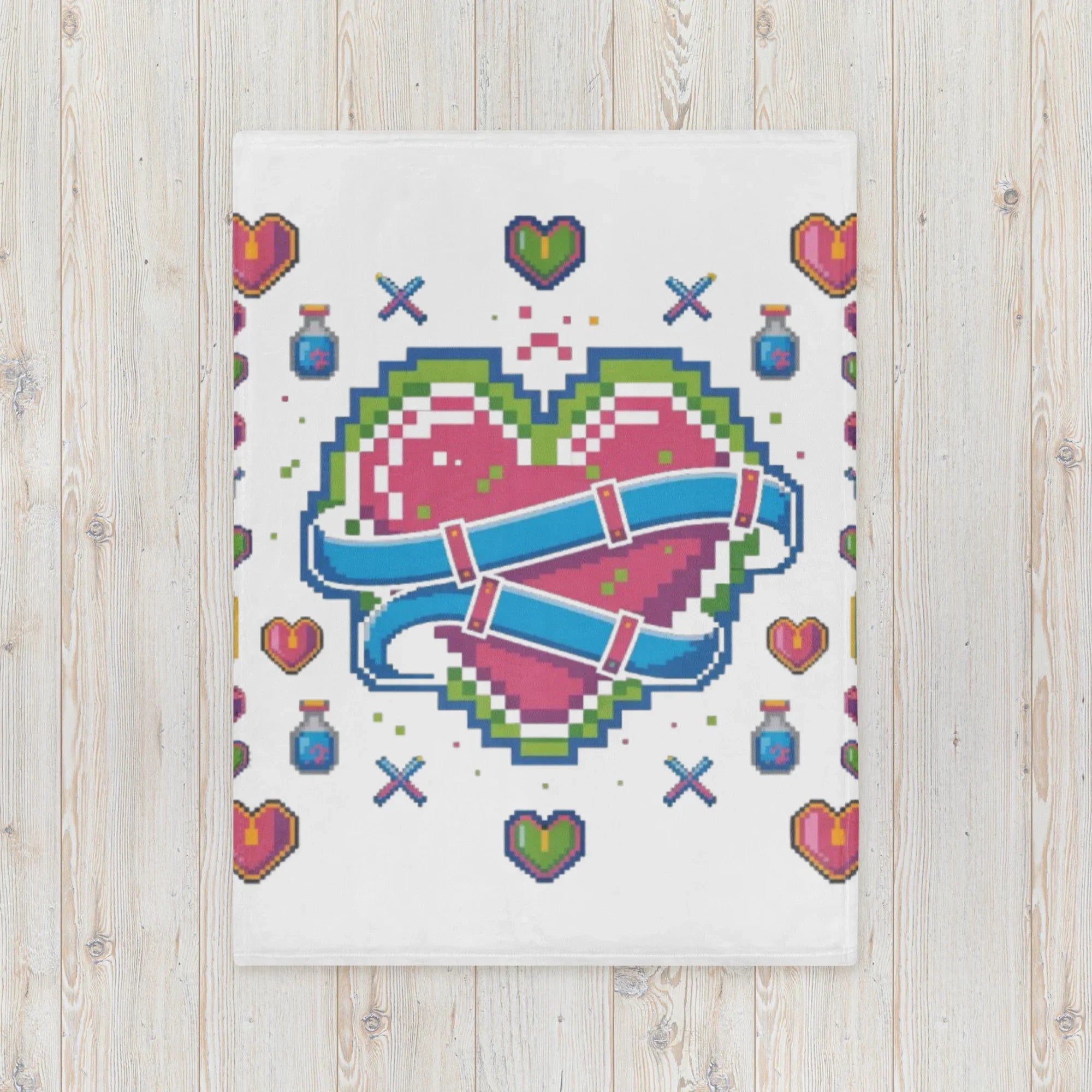 Pixel Heart Potion Gaming Throw Blanket - RaZits