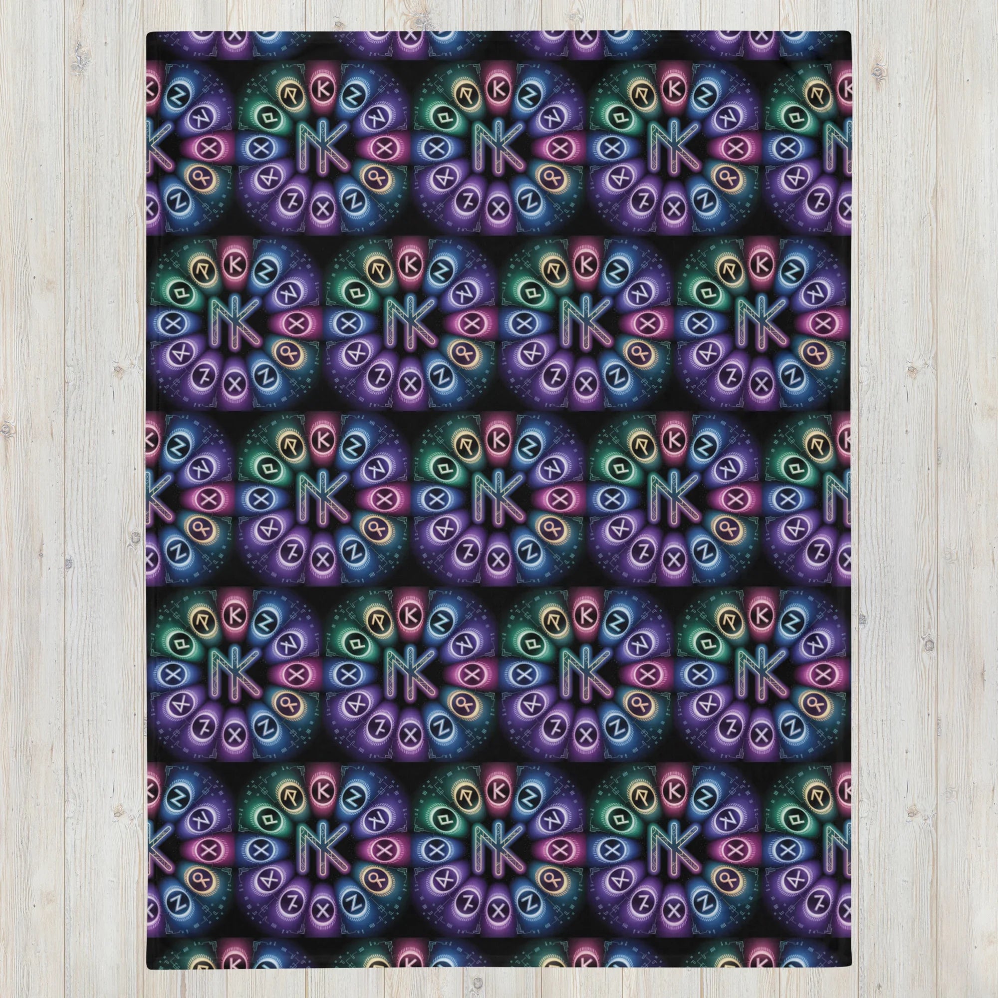 Cosmic Rune Circle Throw Blanket - RaZits