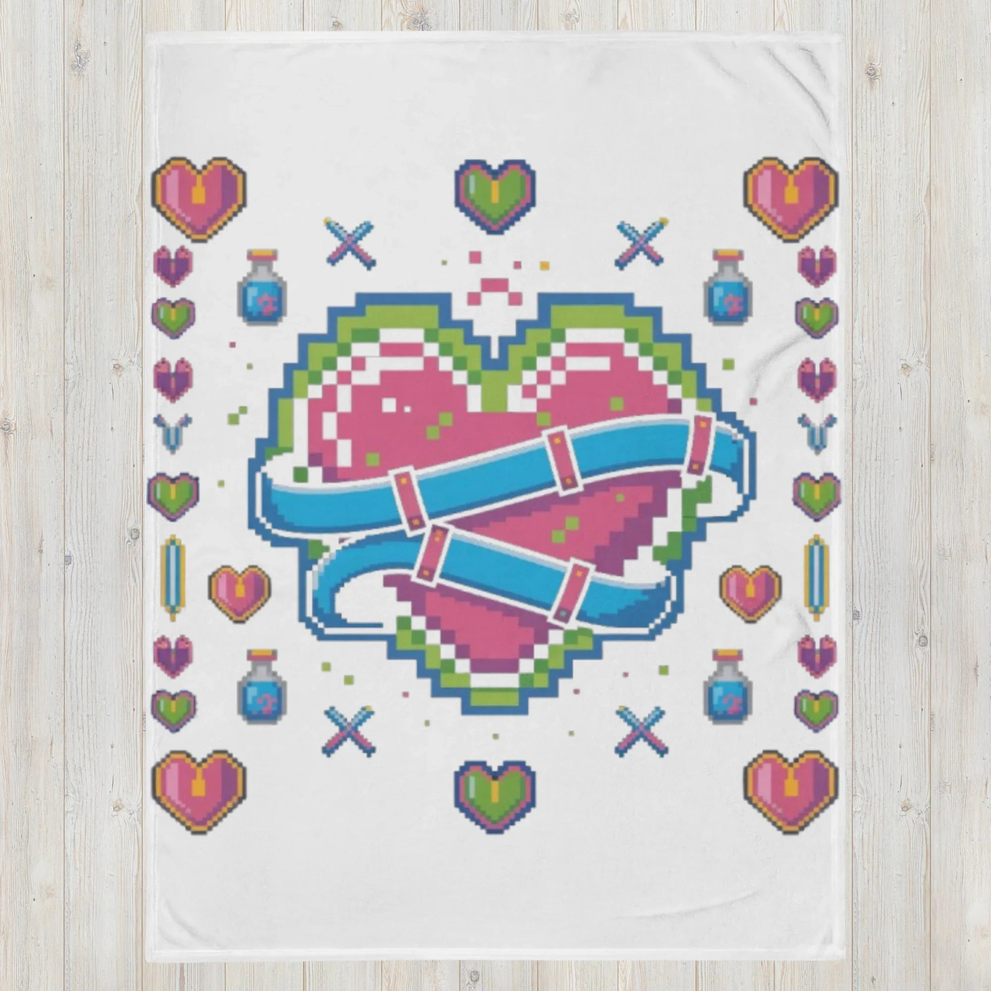 Pixel Heart Potion Gaming Throw Blanket - RaZits