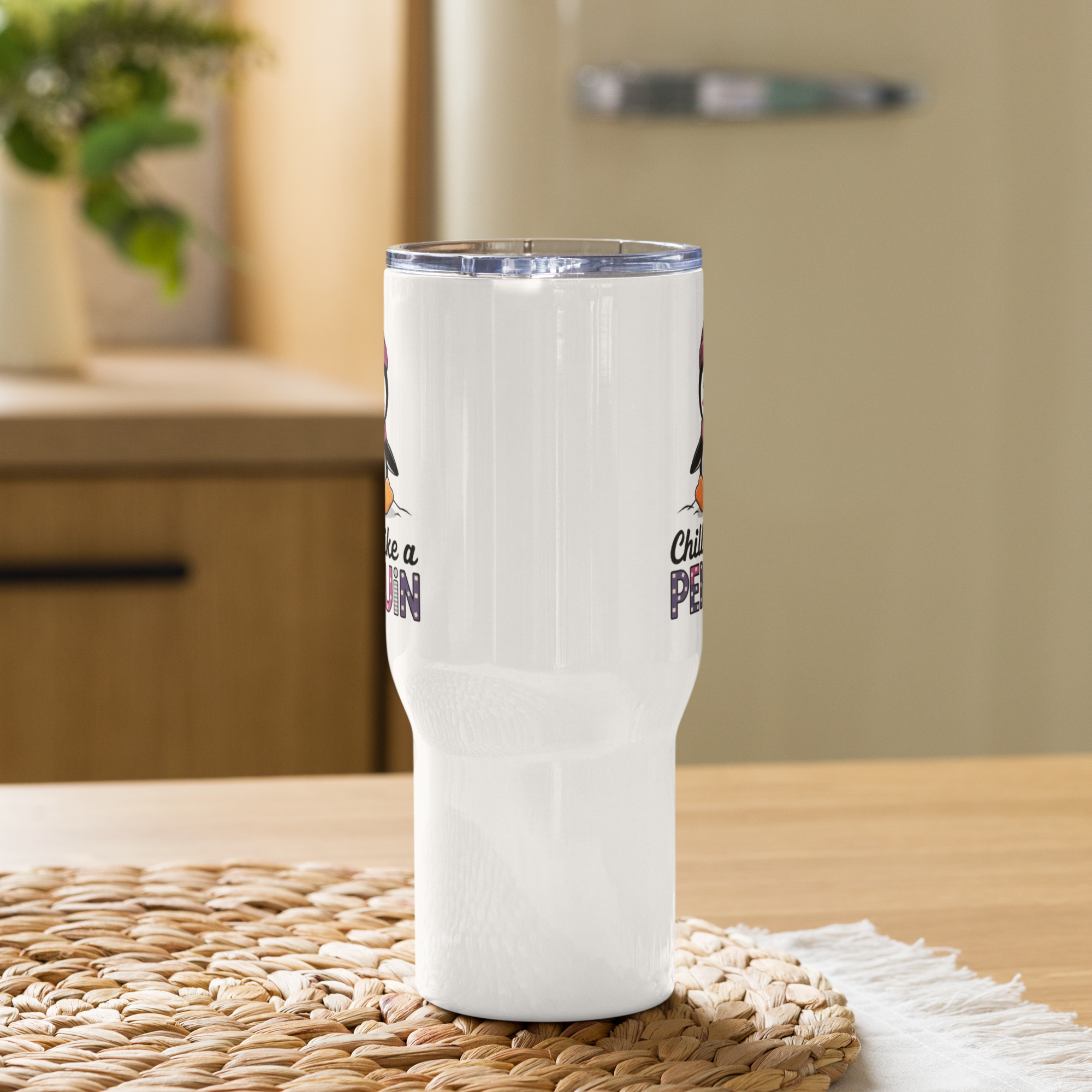 Penguin Travel Mug – 25oz & 40oz Stainless Steel Coffee Cup with Handle.