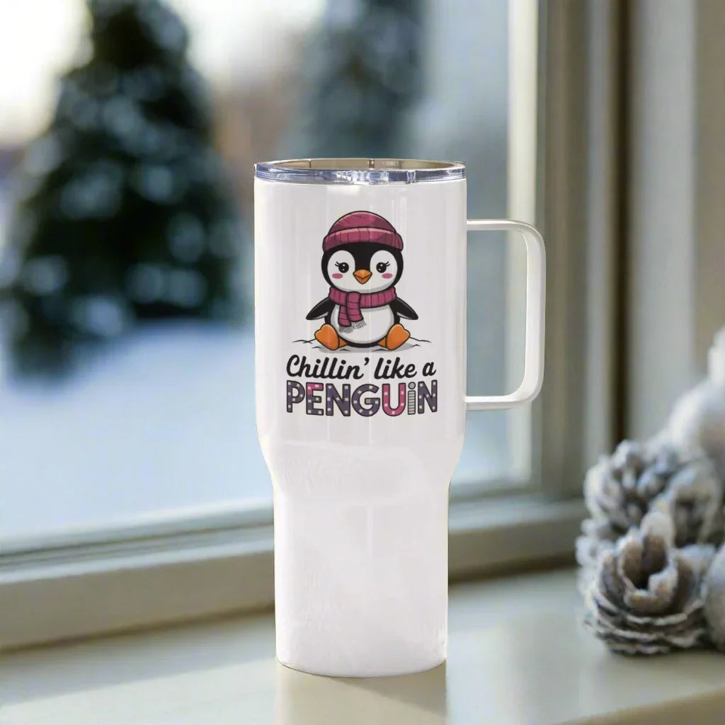 Penguin Travel Mug – 25oz & 40oz Stainless Steel Coffee Cup with Handle - RaZits